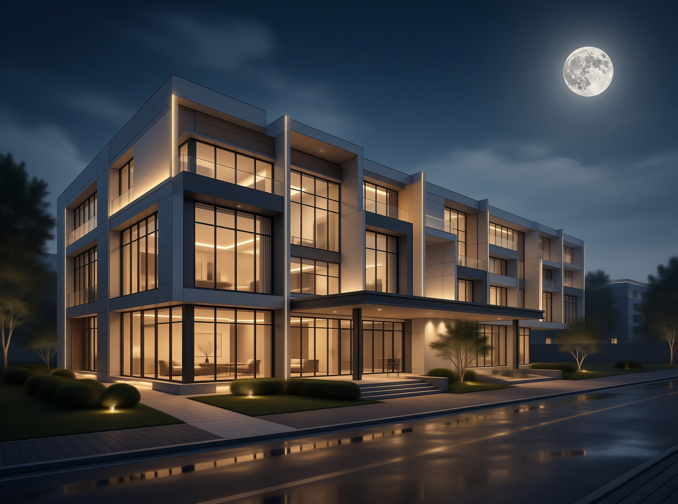 Modern Residence at Night
