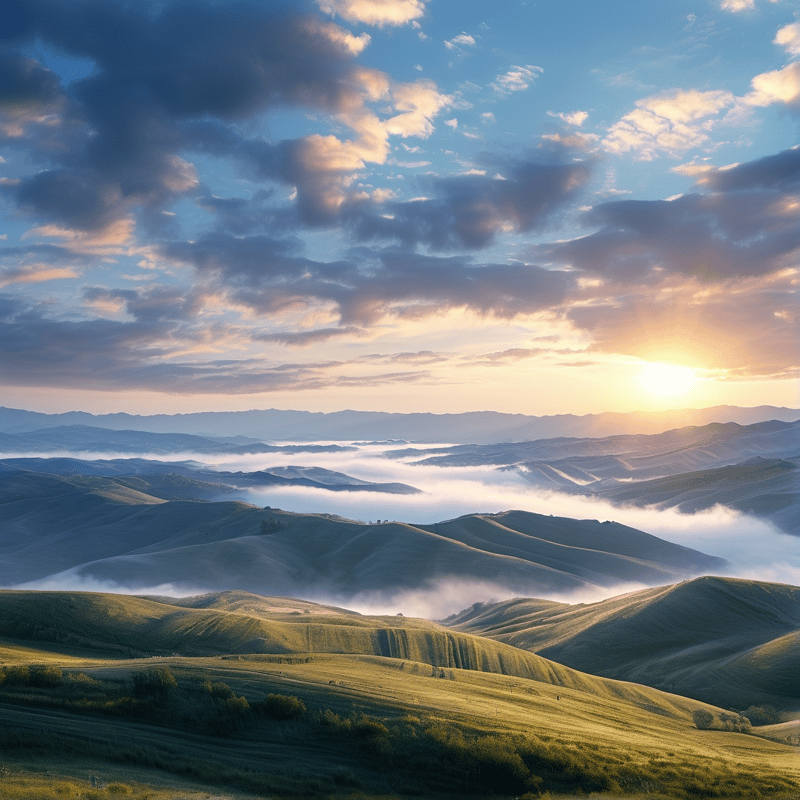 Misty Hills at Golden Hour