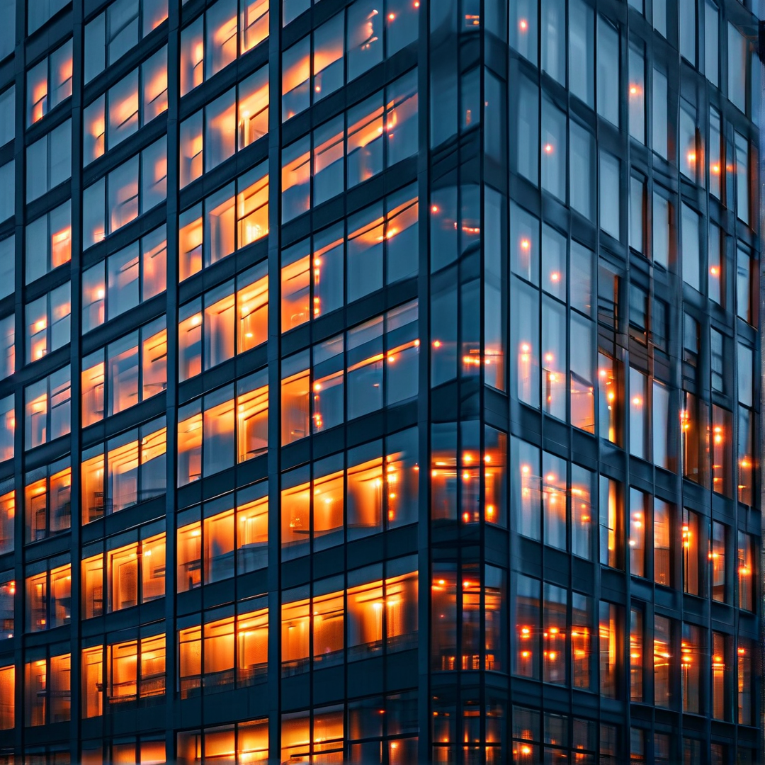 Modern Glass Tower at Dusk