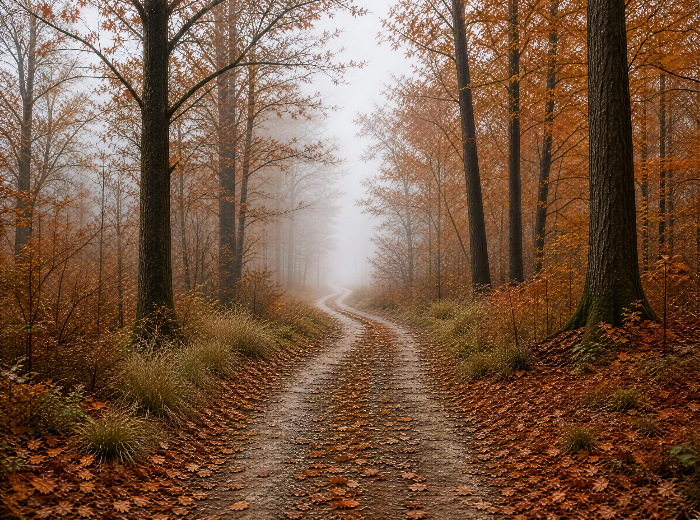 Foggy Autumn Forest Path
