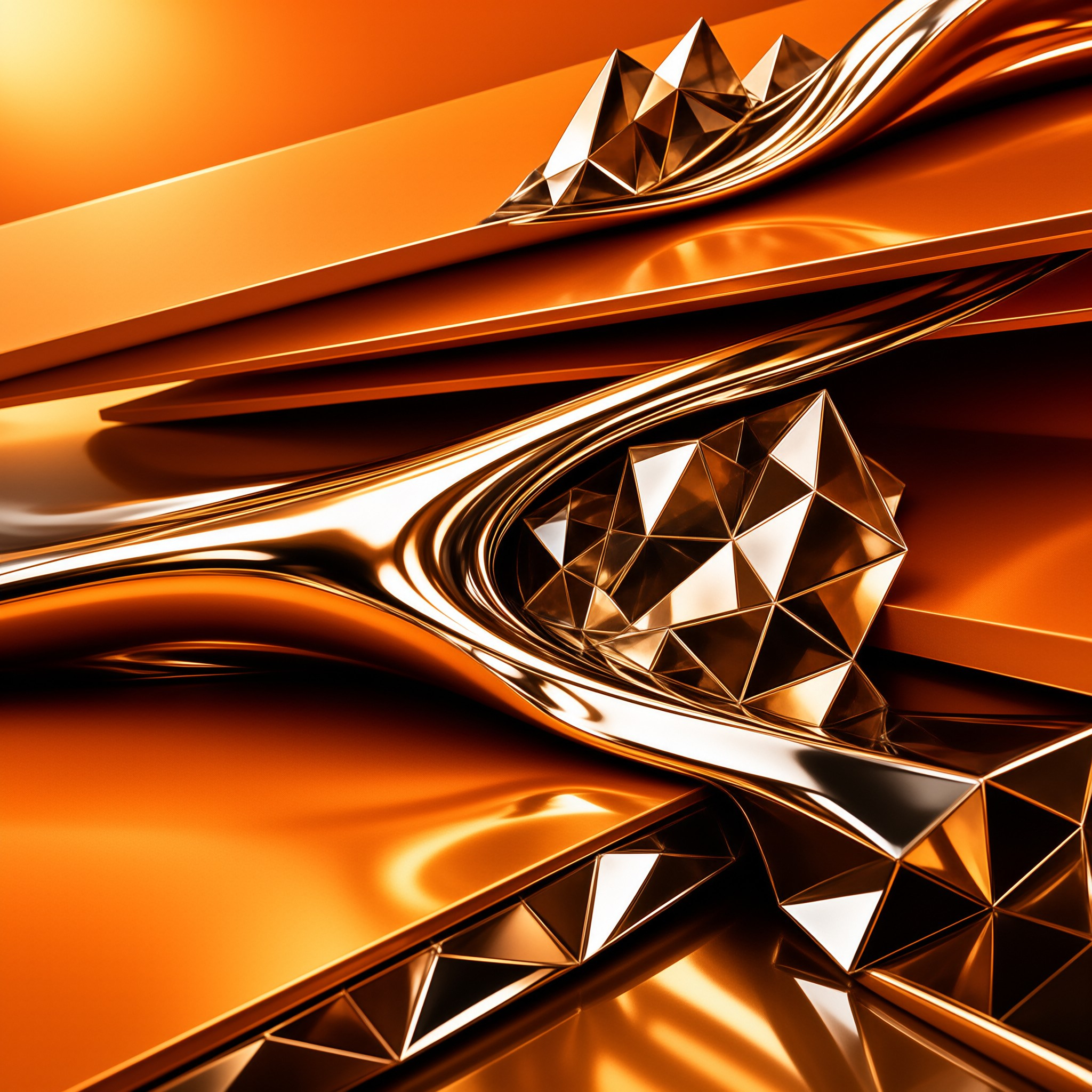 Abstract Orange Metallic Art