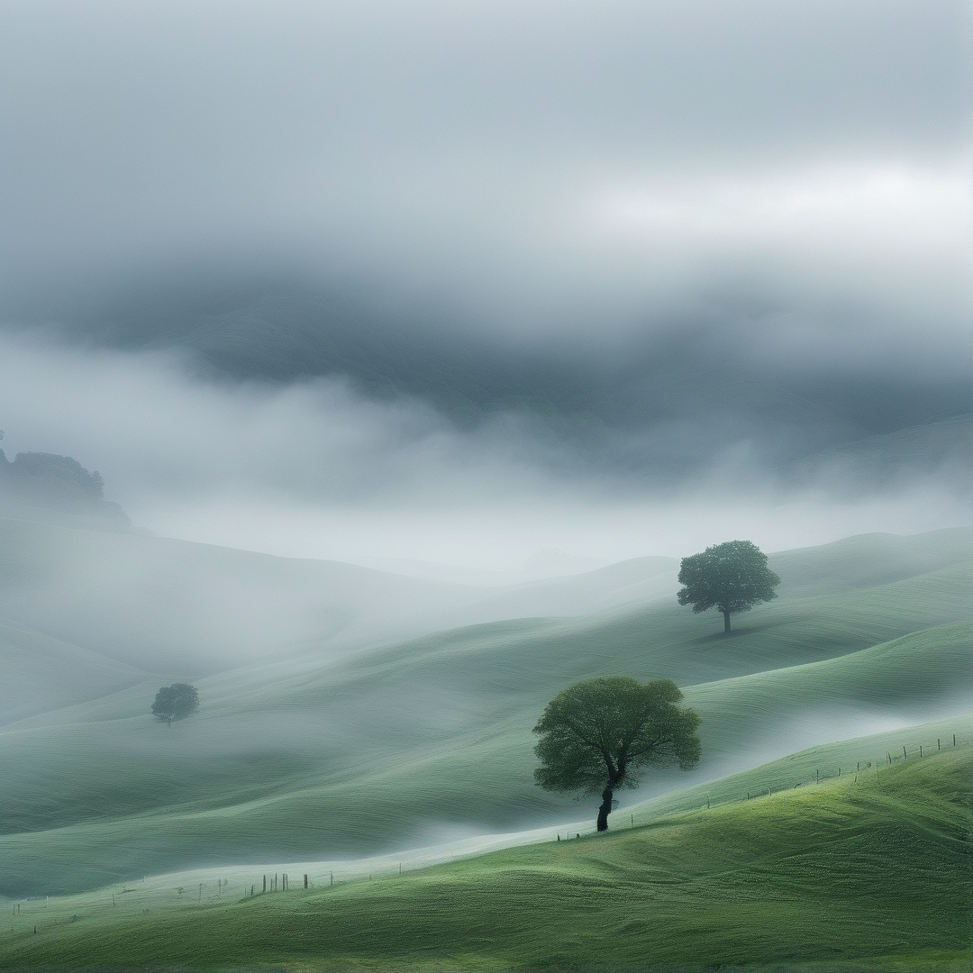 Misty Rolling Green Hills