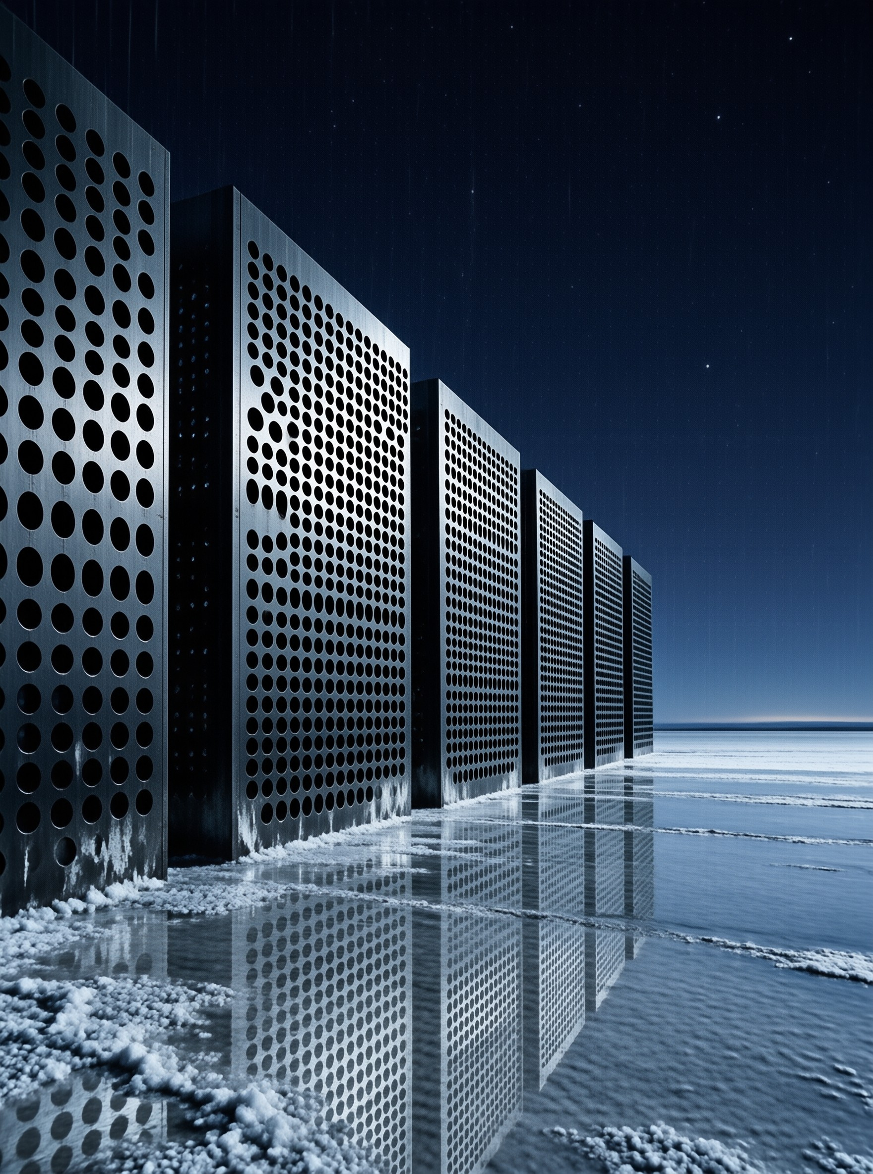 Perforated Structures on Ice