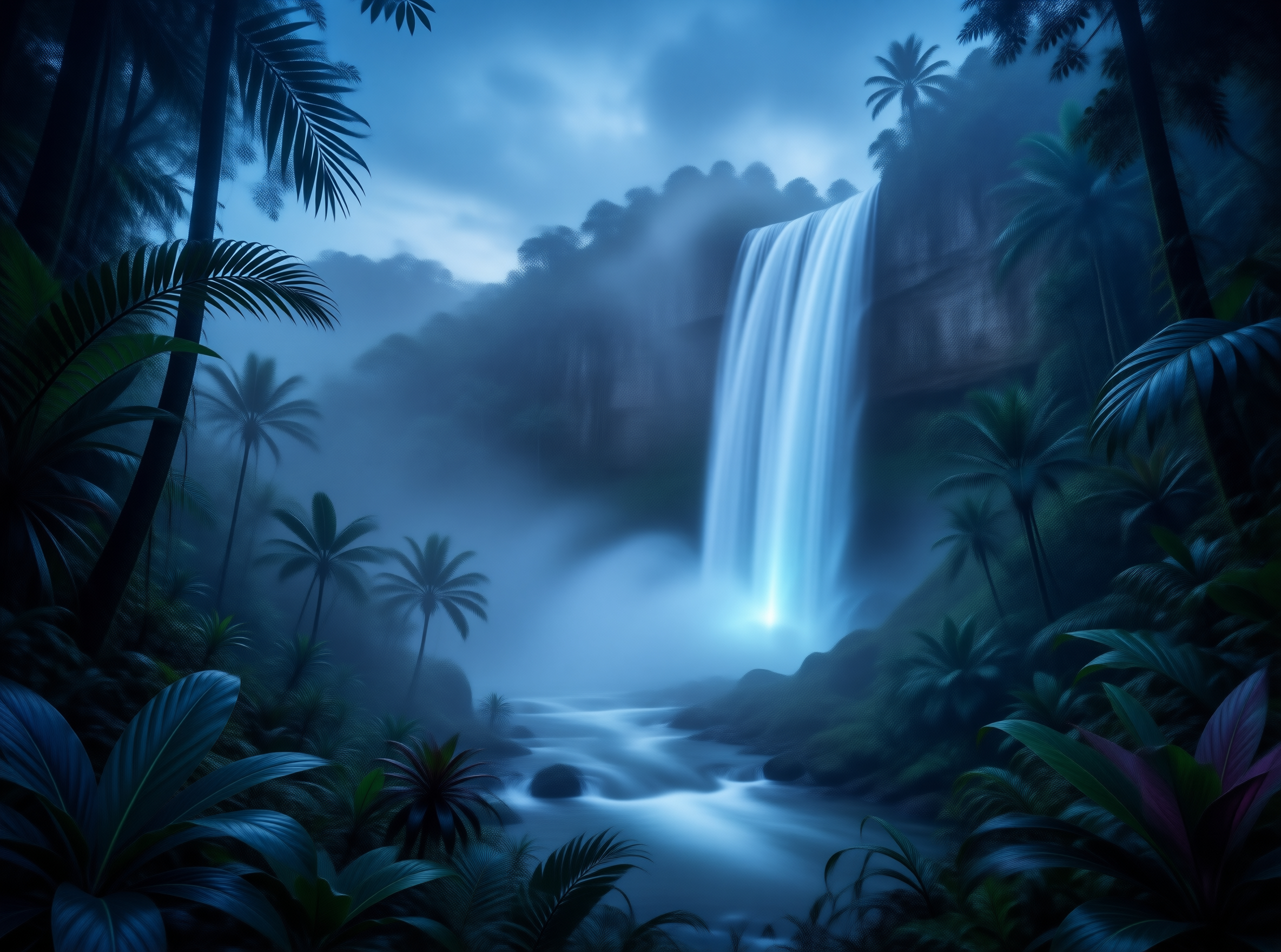 Misty Waterfall in Jungle