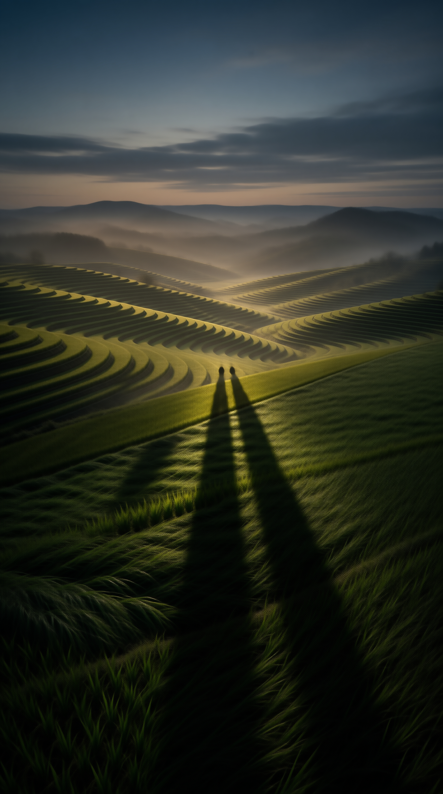 Silhouettes on Misty Hills