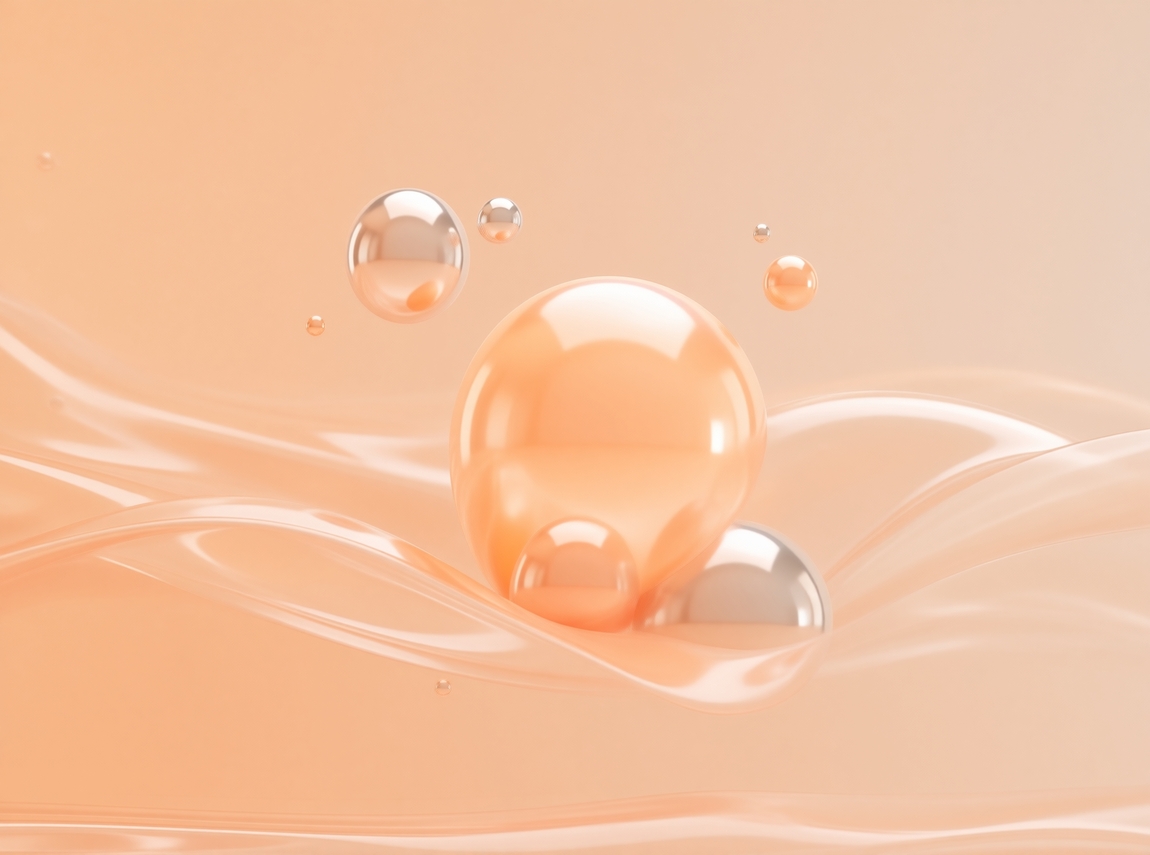Abstract Peach Liquid Bubbles