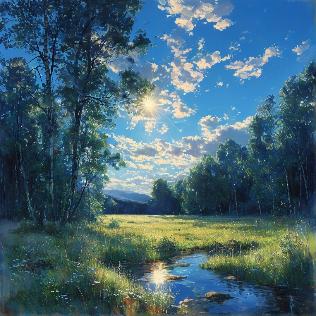 Sunlit Forest Stream