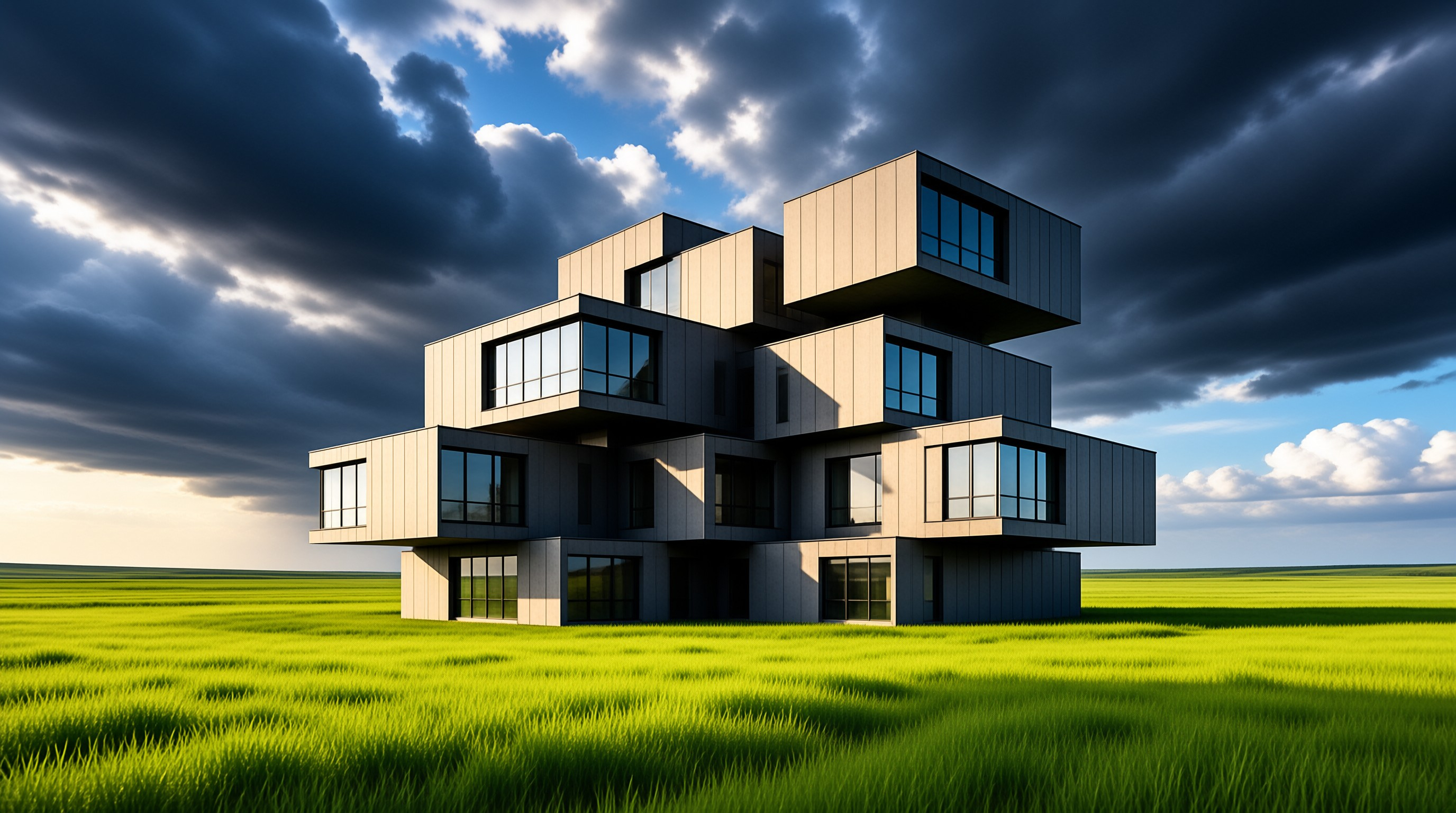 Modern House in Green Field