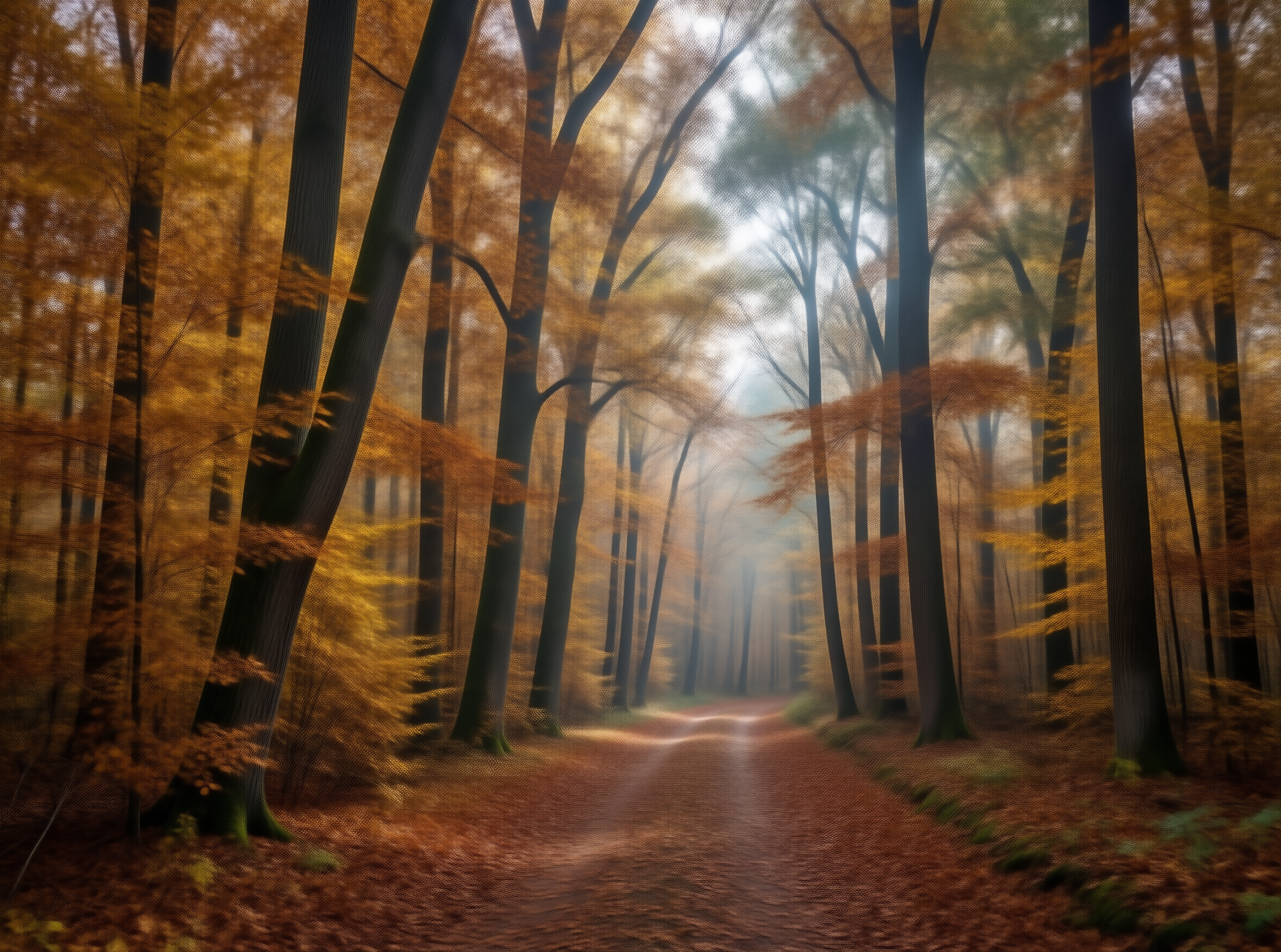Misty Autumn Forest Path