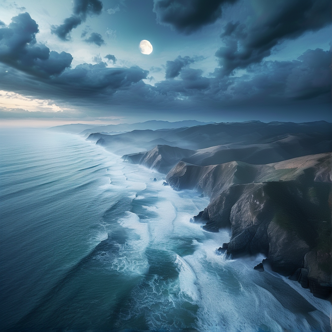 Moonlit Coastal Cliffs