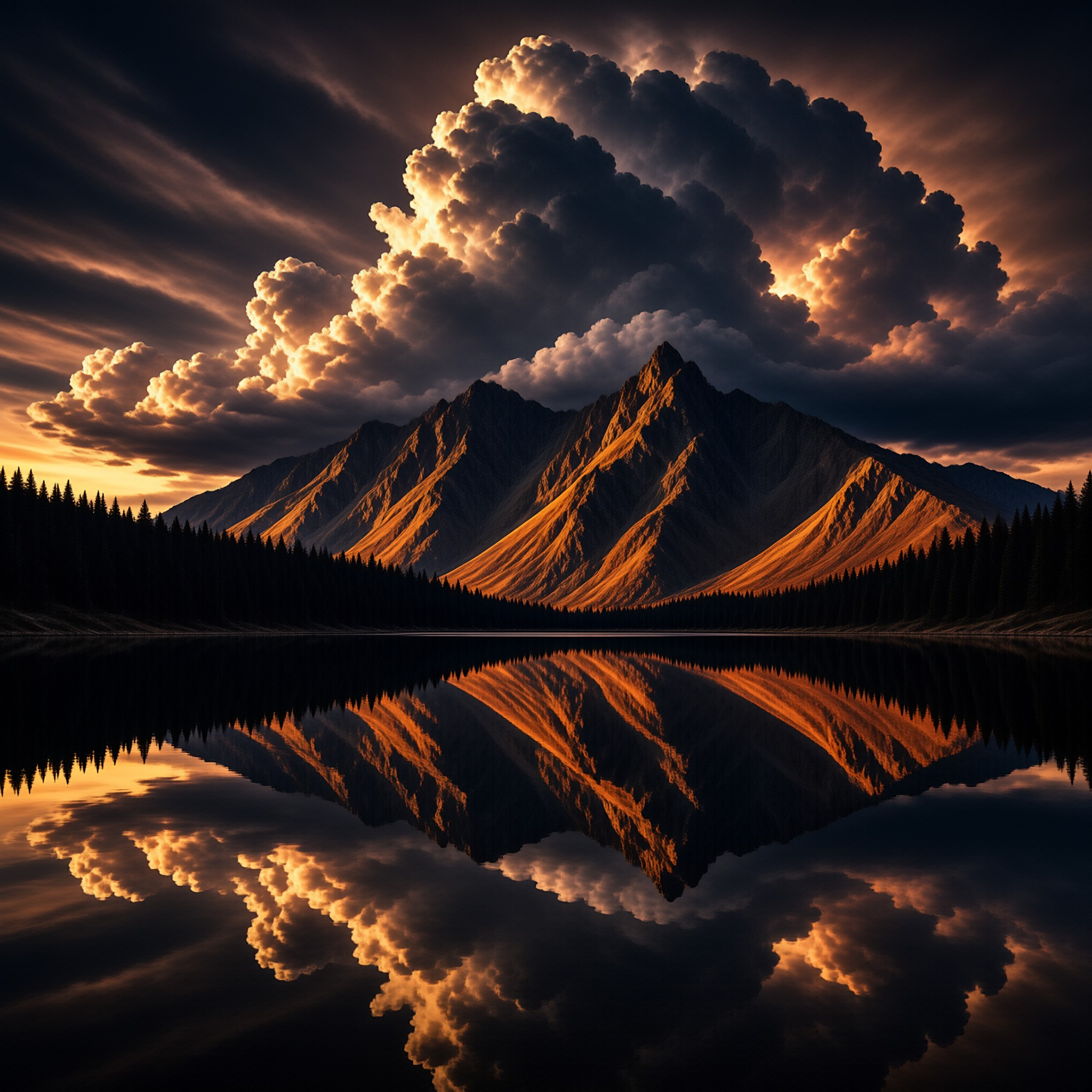 Golden Mountain Reflection