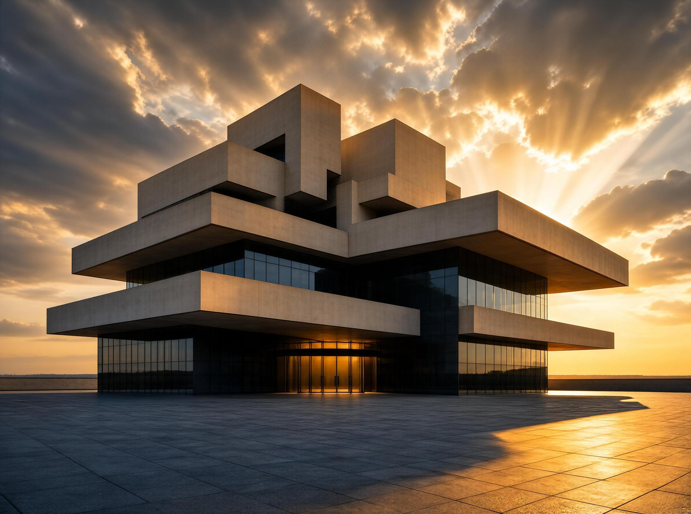 Modern Architecture at Sunset