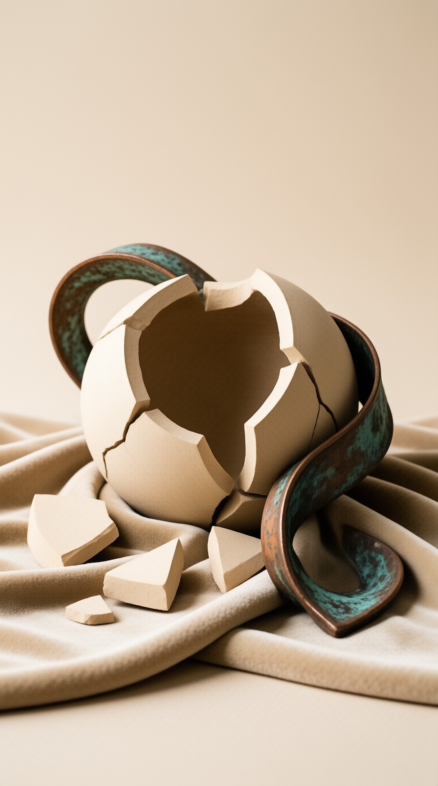 Broken Egg and Metal Ribbon