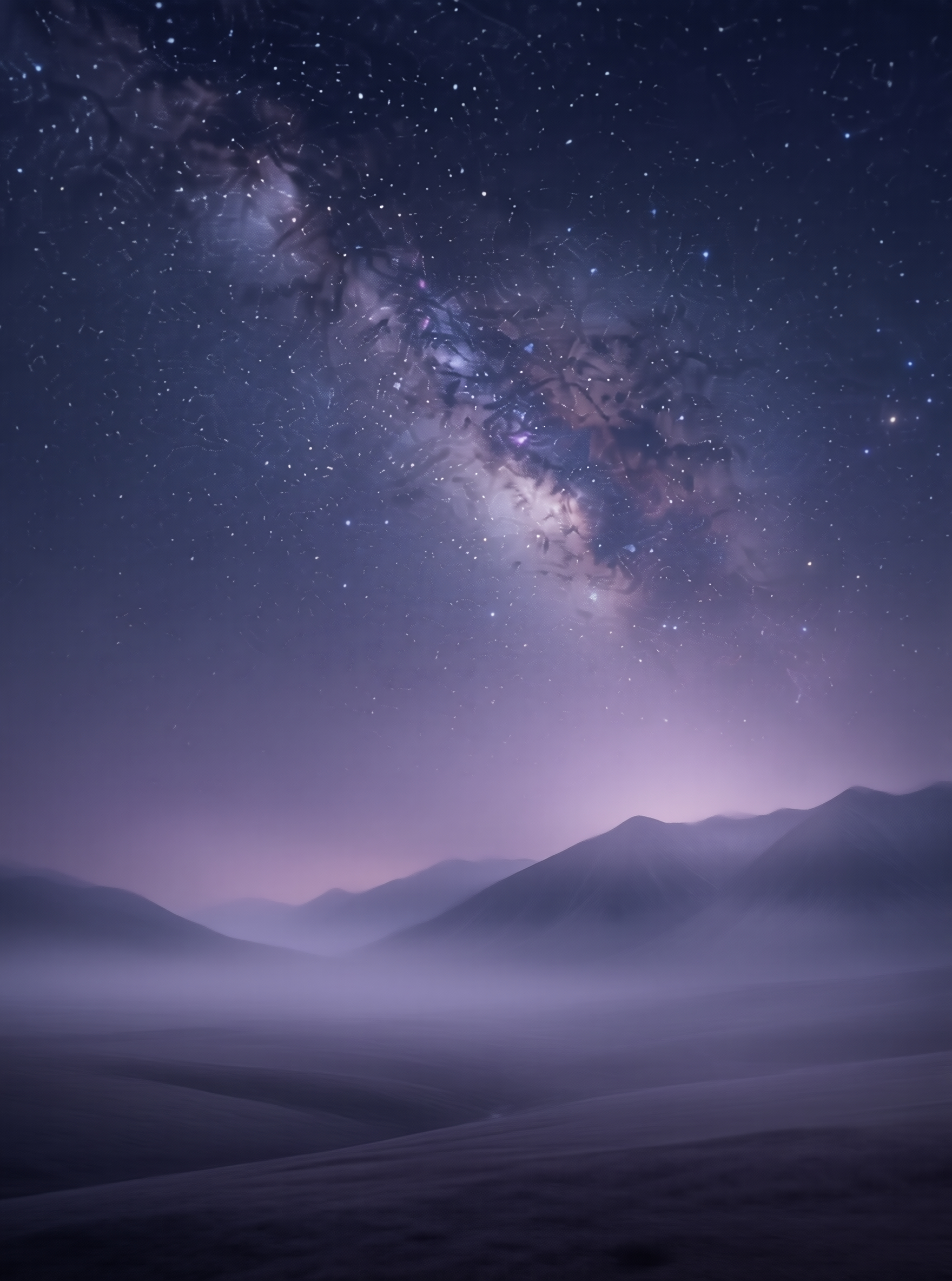 Milky Way Over Misty Mountains