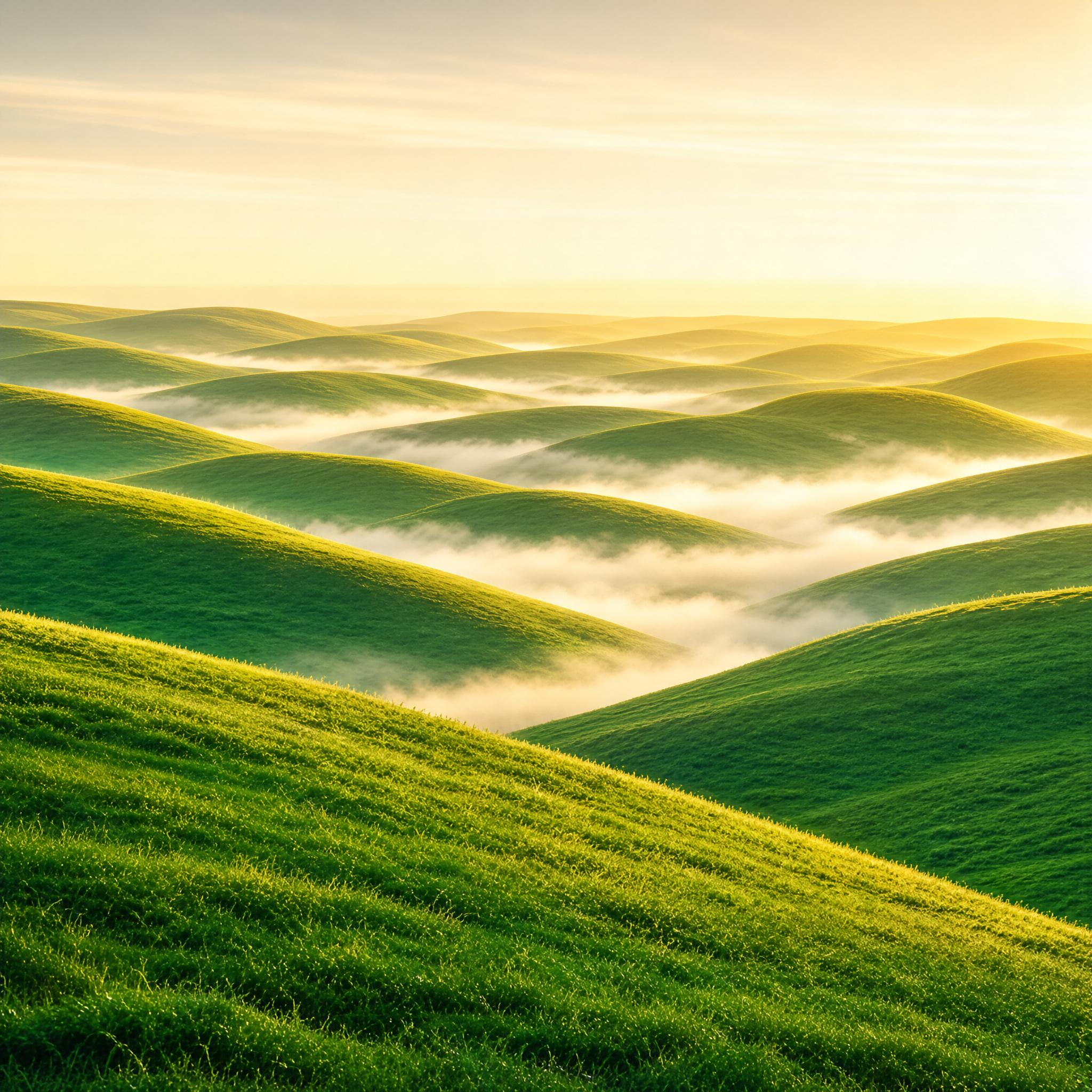 Rolling Green Hills at Dawn