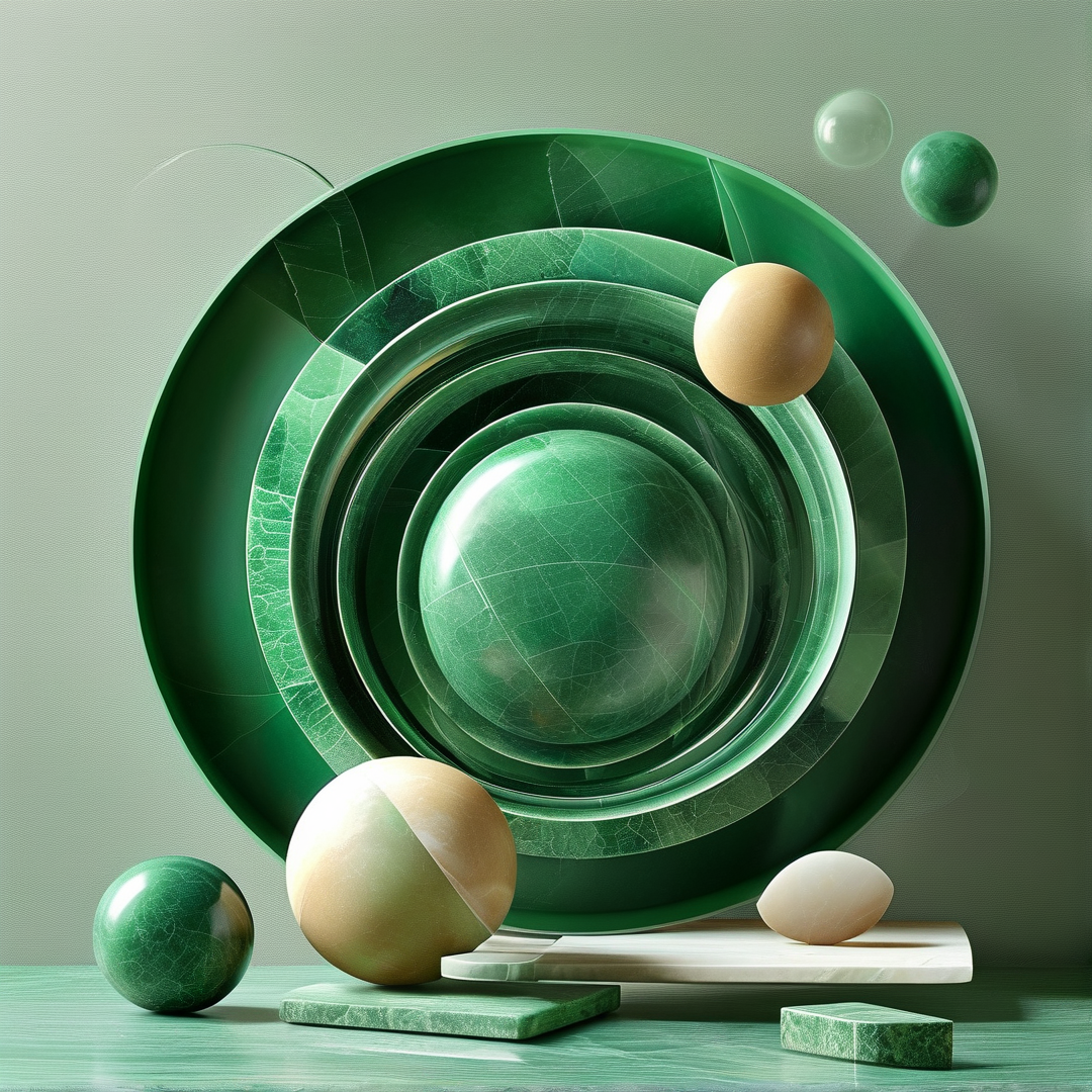 Green Marble Plates and Spheres