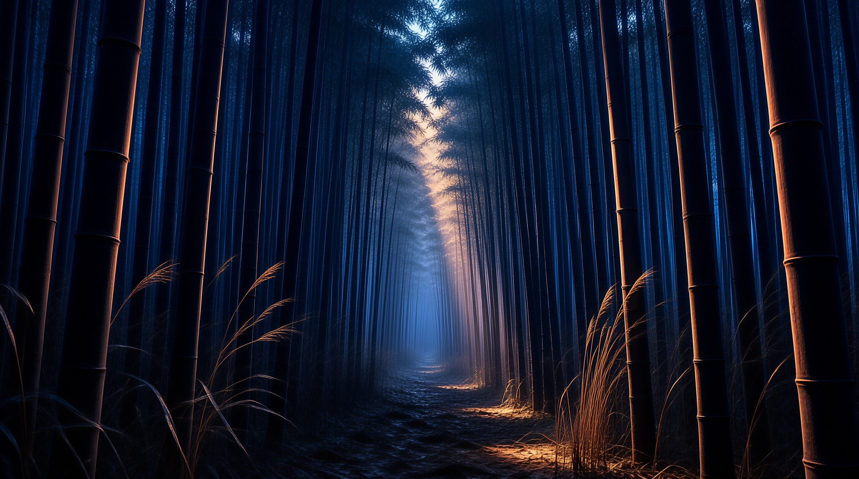 Blue Bamboo Forest Path
