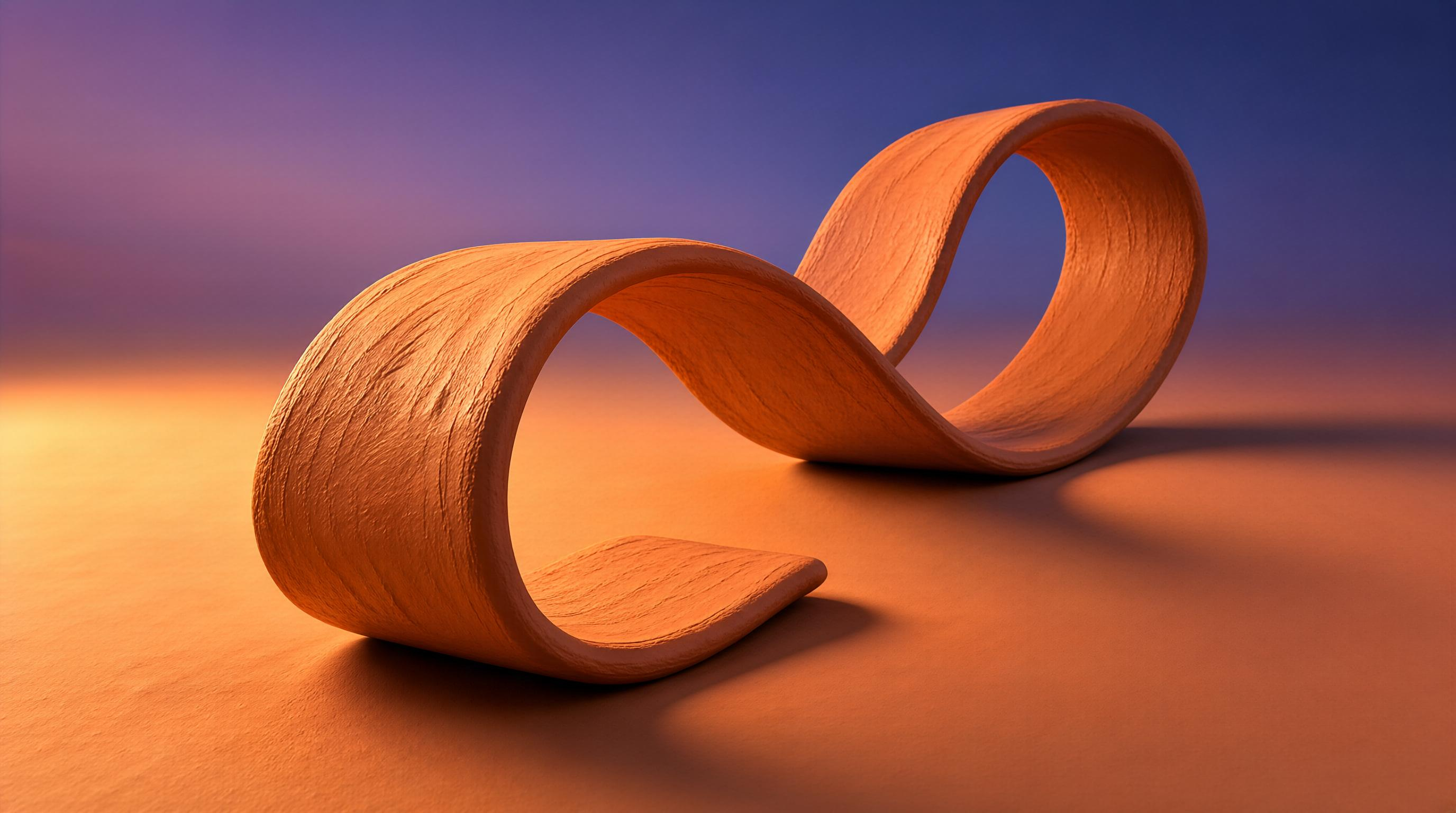 Twisted Orange Ribbon Sculpture