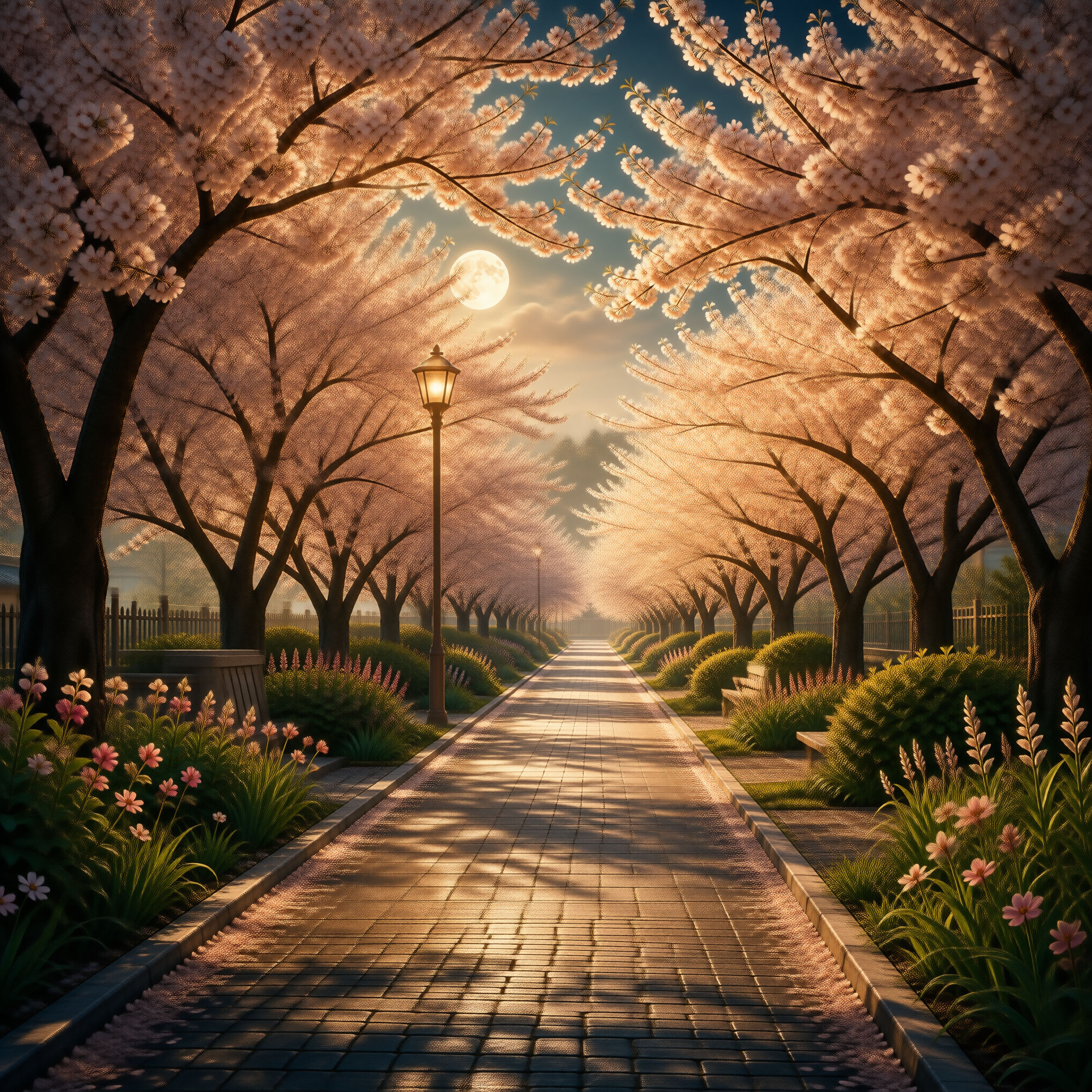 Moonlit Cherry Blossom Path