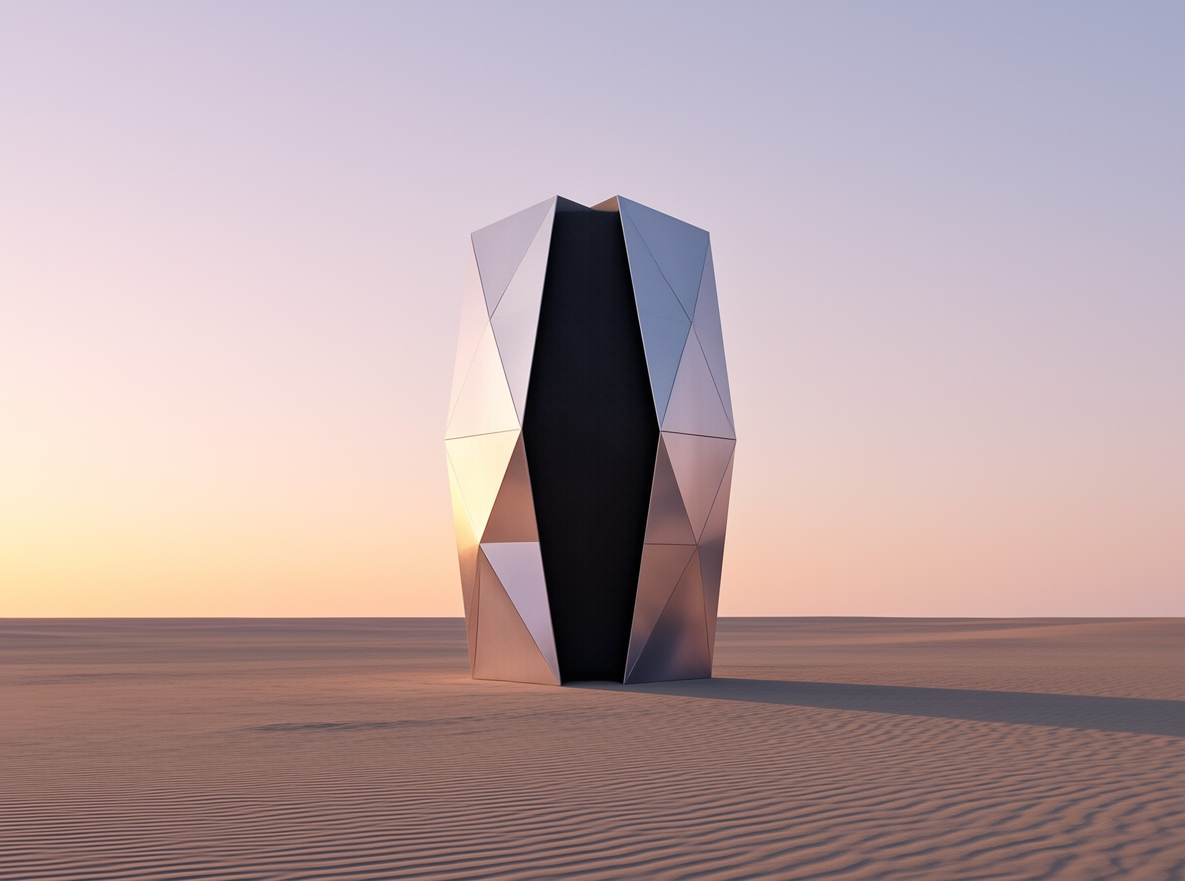 Geometric Obelisk in Desert