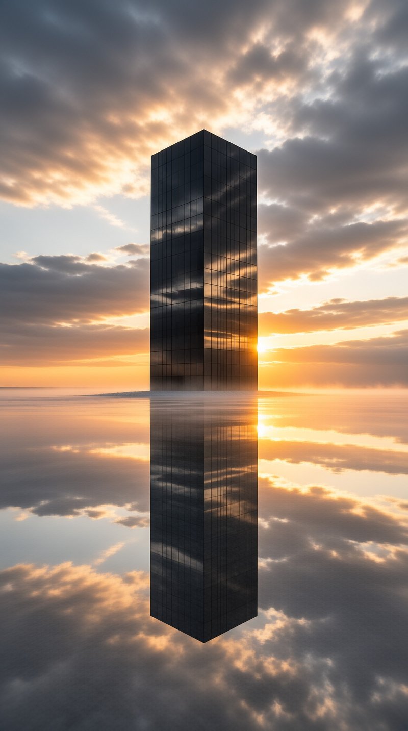 Glass Skyscraper at Sunset