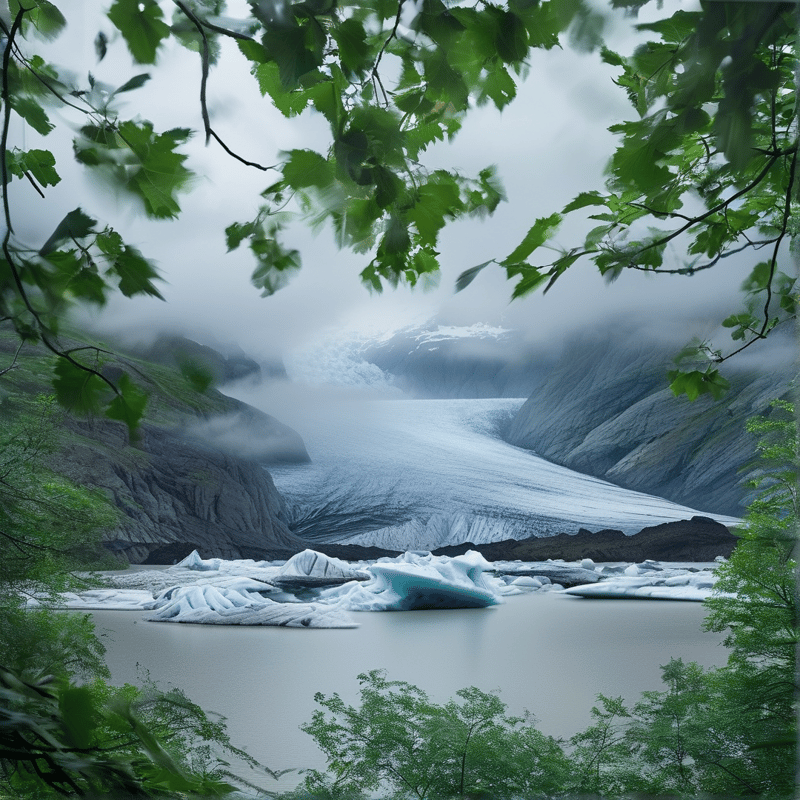 Glacier View Through Leaves