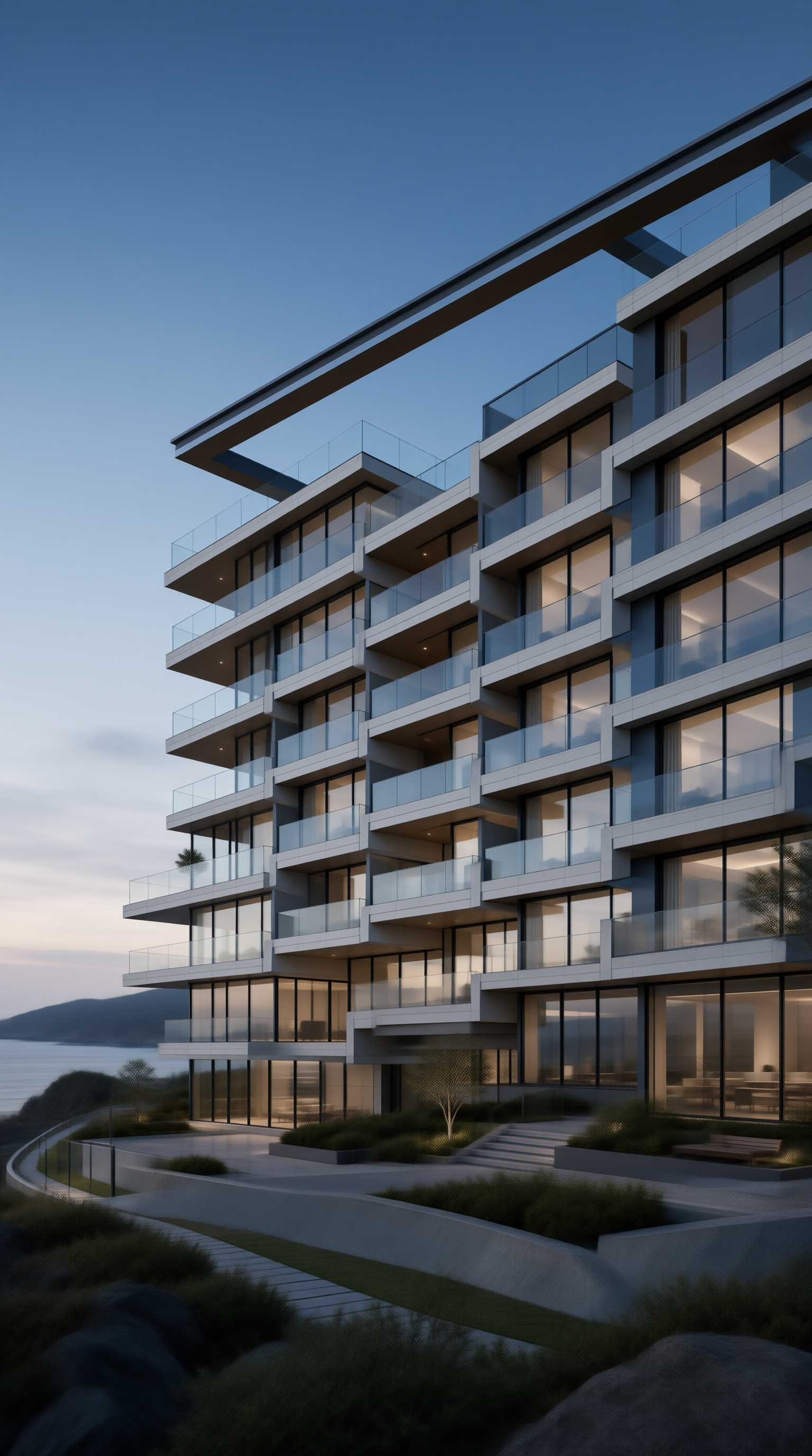 Modern Coastal Residence at Dusk