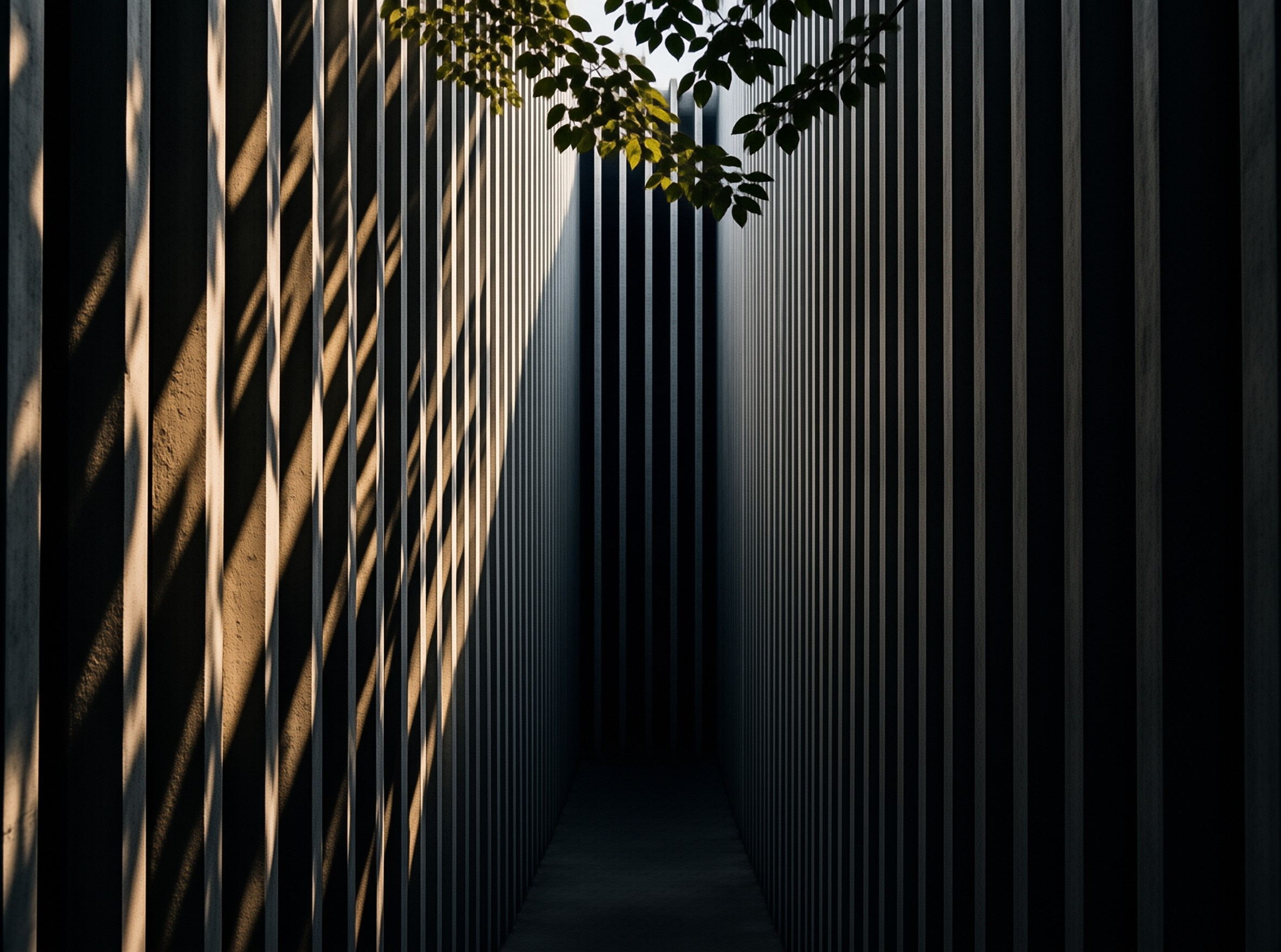 Sunlit Corridor with Leaves