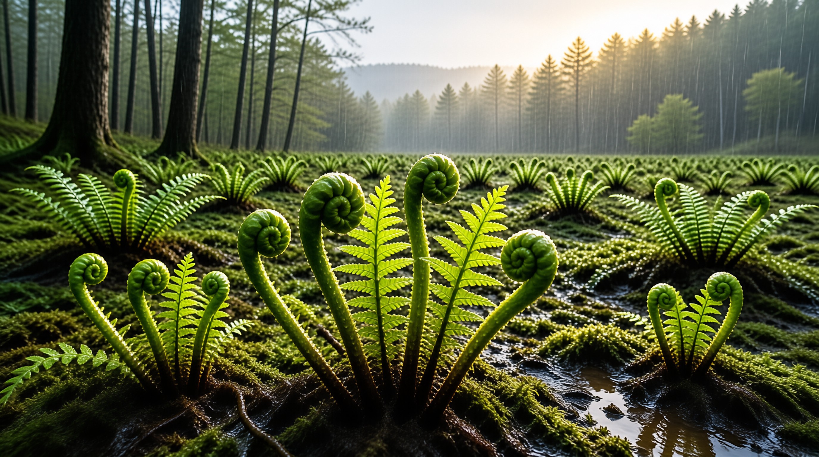Fern Fiddleheads Forest Landscape