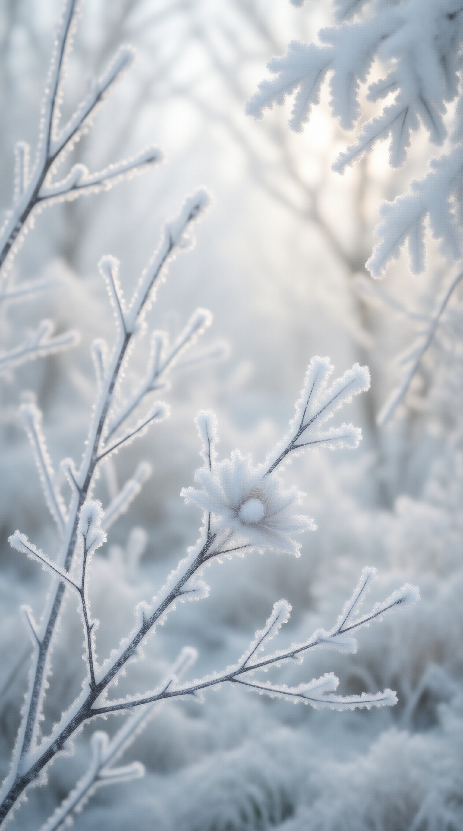 Frosty Branches and Flower