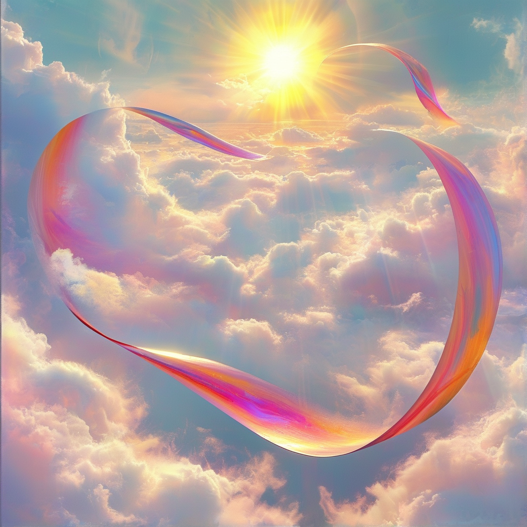 Rainbow Ribbon in Cloudy Sky