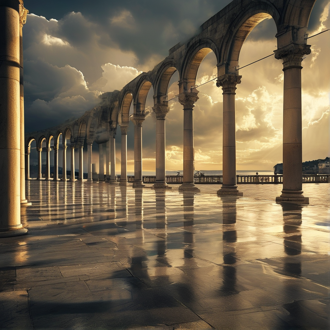 Sunset Colonnade Reflections