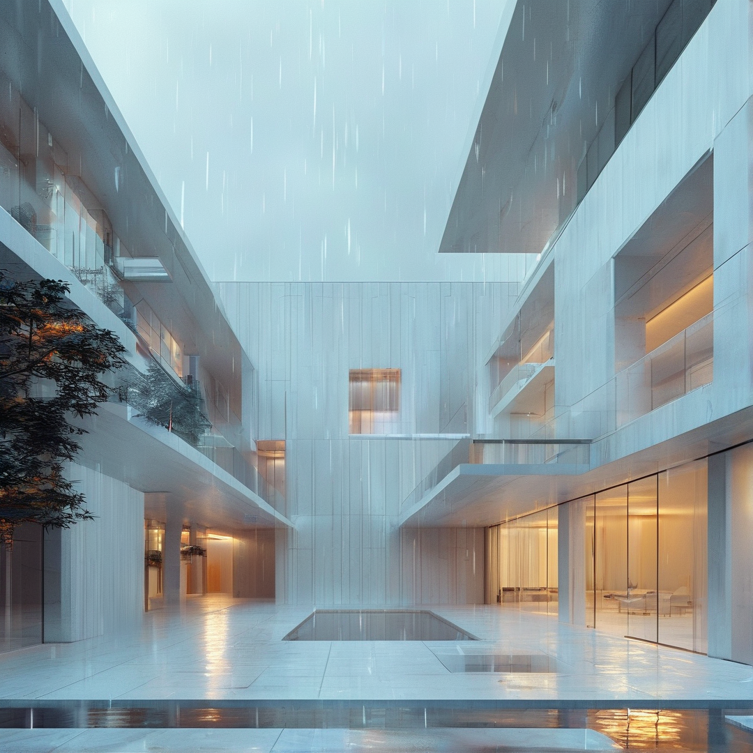 Modern Rainy Courtyard
