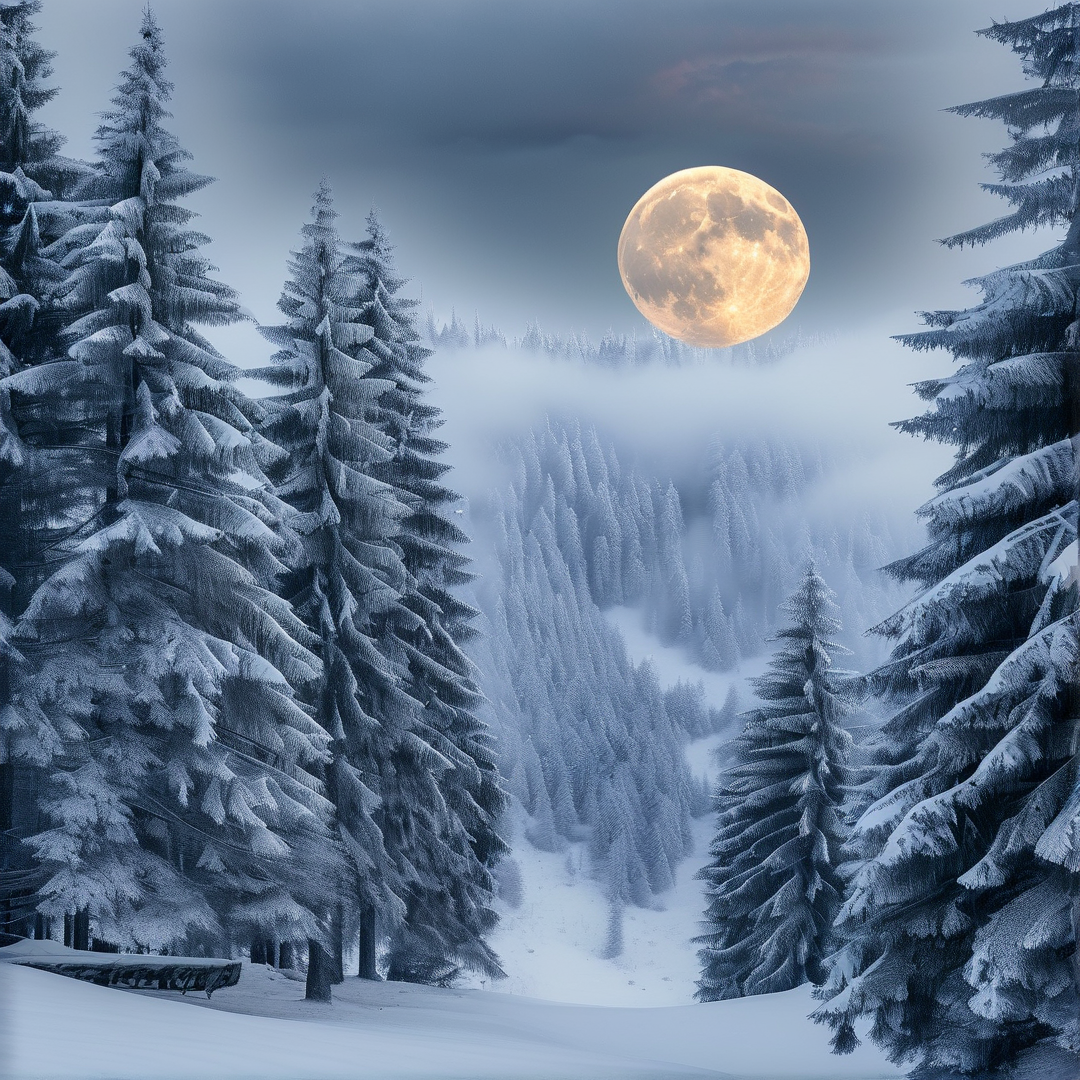 Snowy Forest Moonrise