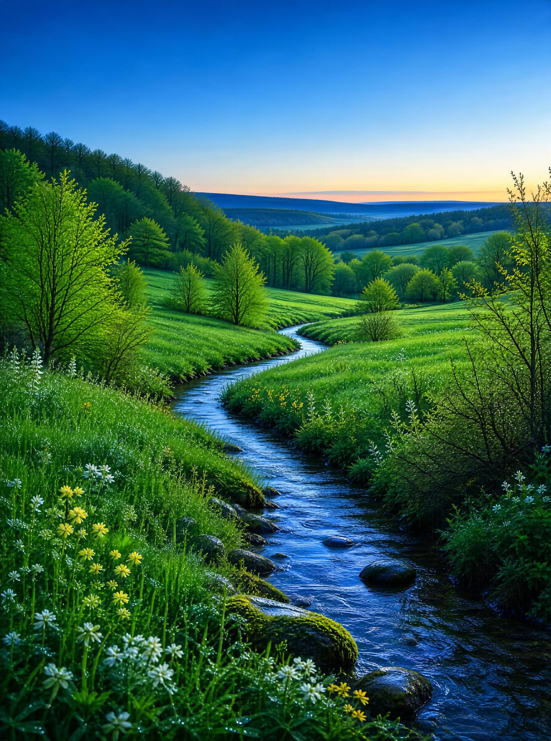 Serene River Valley Landscape
