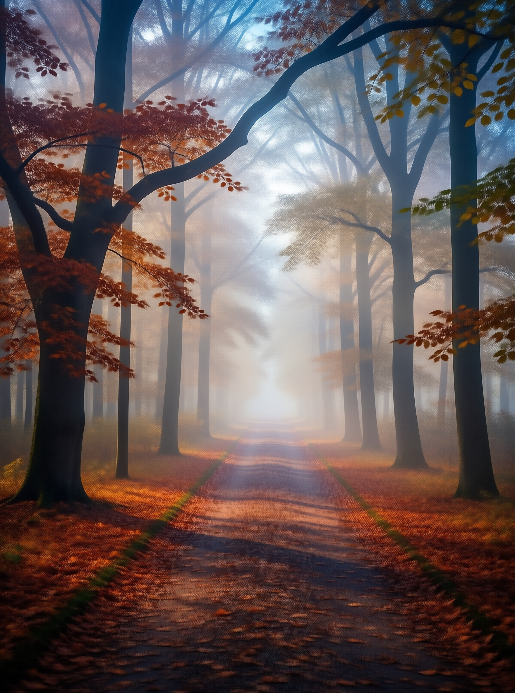 Misty Autumn Forest Path