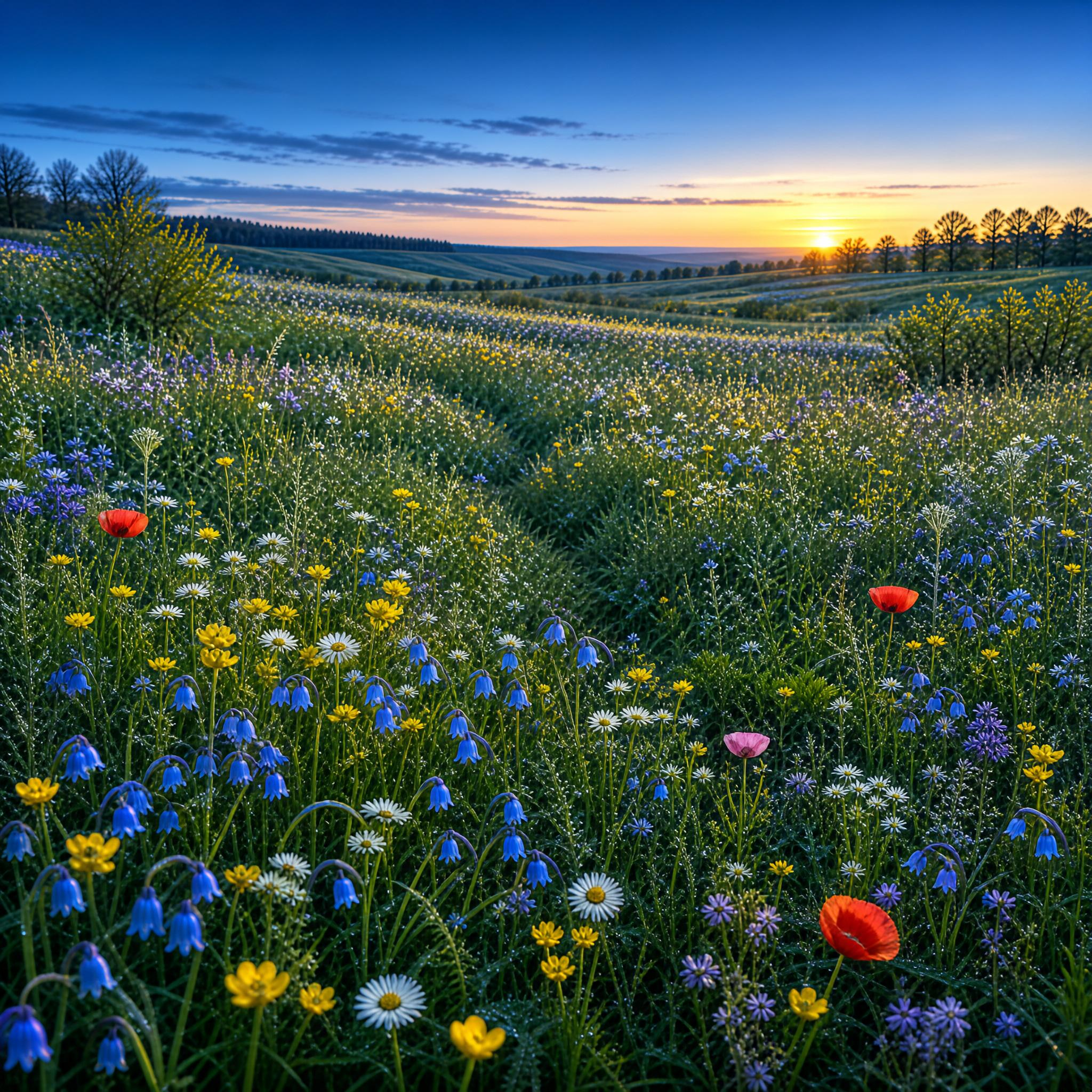 Wildflower Field at Sunset
