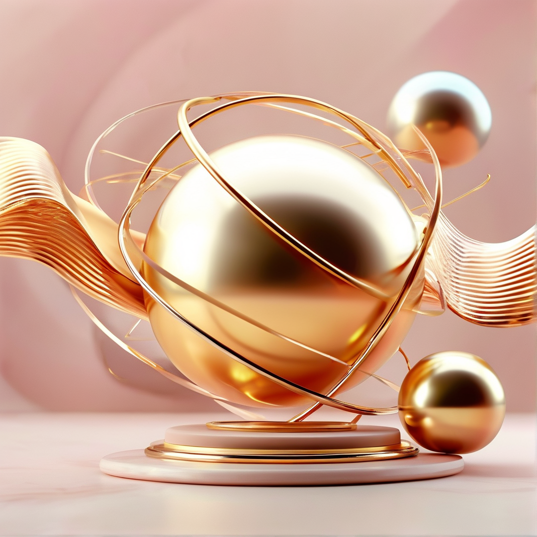 Abstract Golden Sphere Art