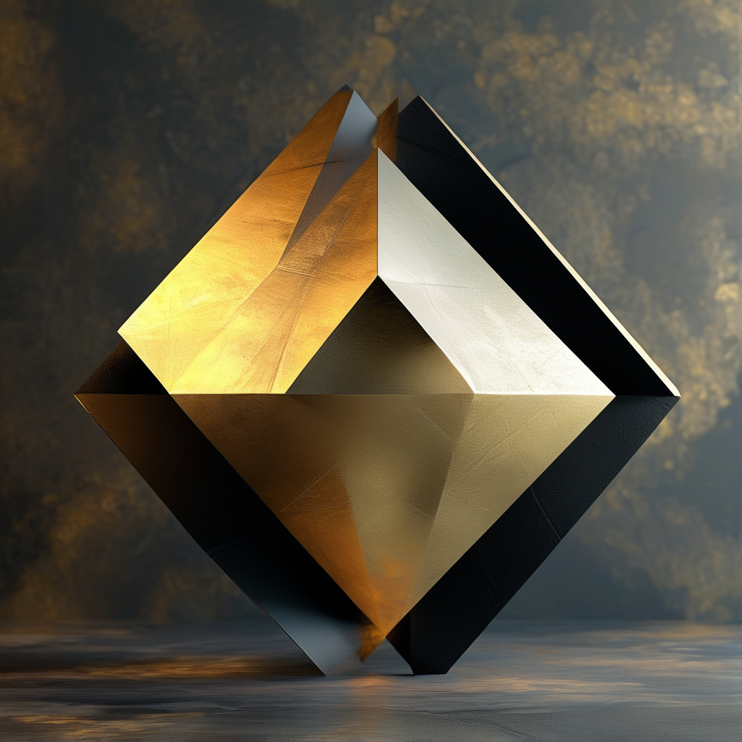 Abstract Geometric Gold Sculpture