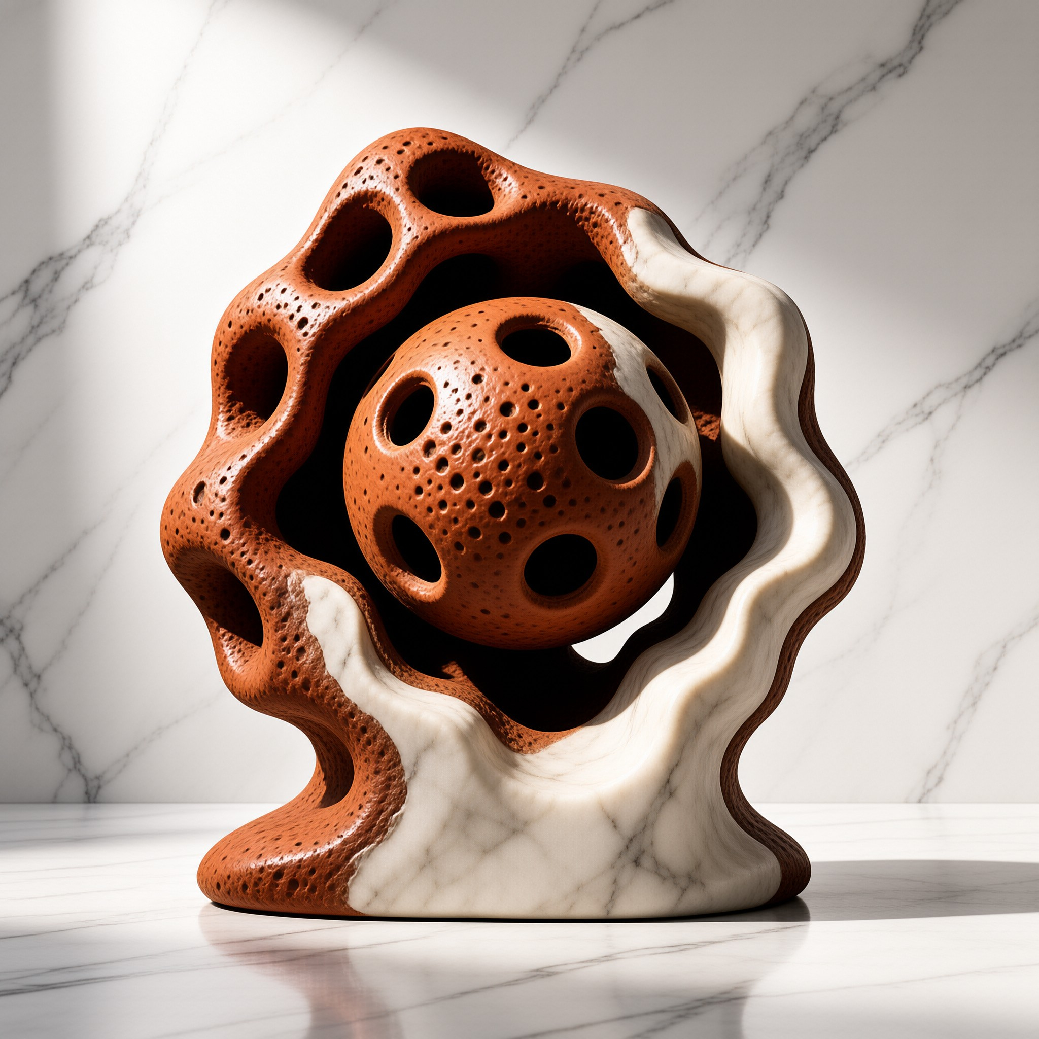 Porous Red Marble Sculpture