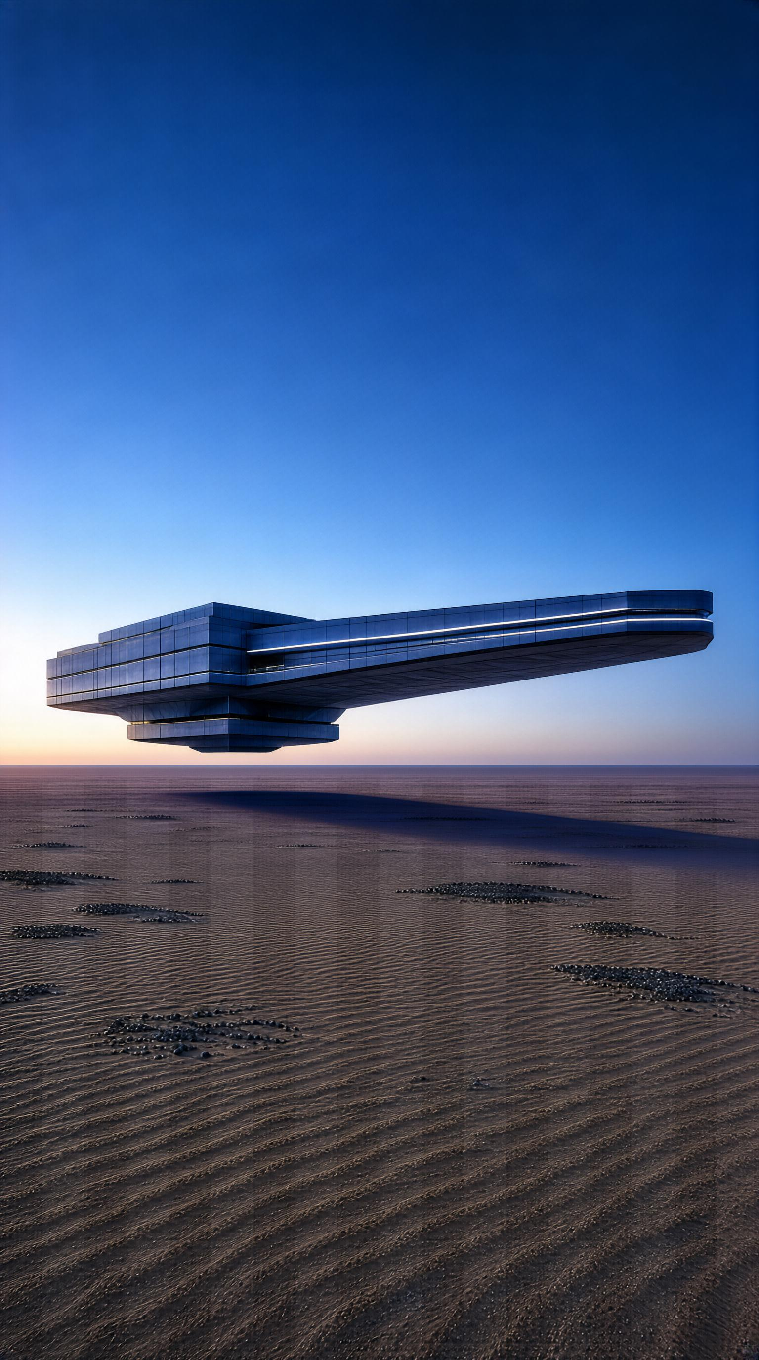 Futuristic Floating Structure in Desert