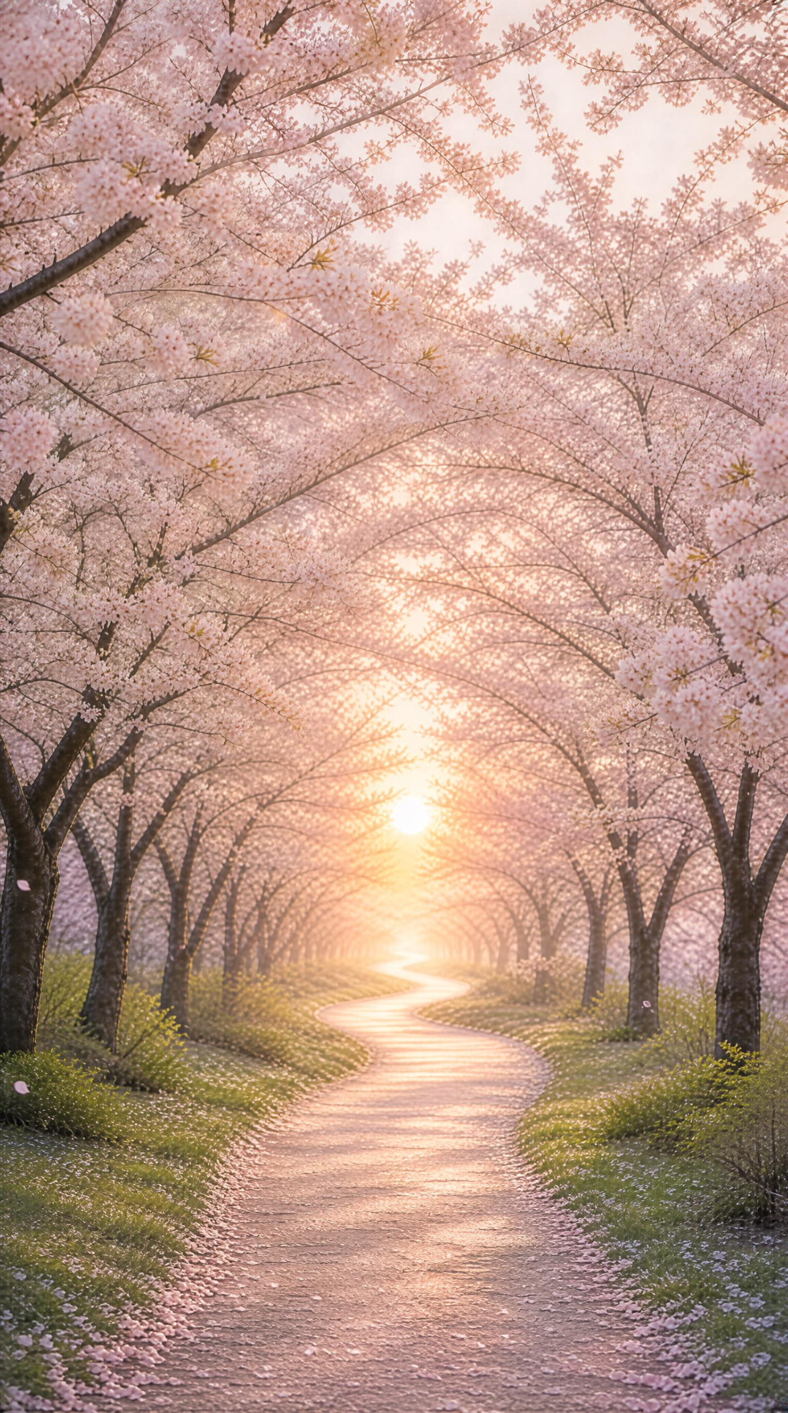 Cherry Blossom Sunset Path