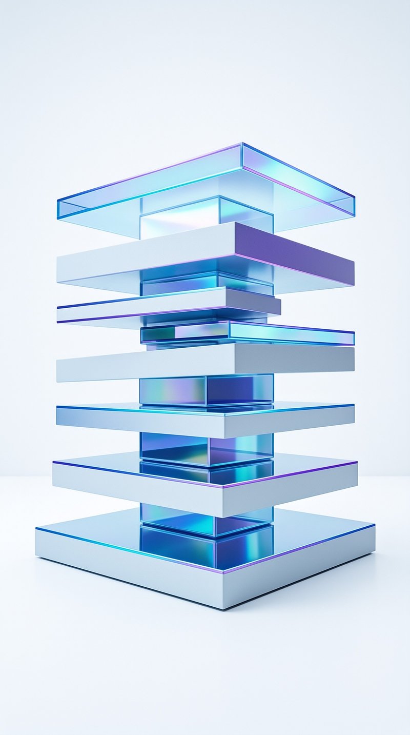 Abstract Blue Glass Layers