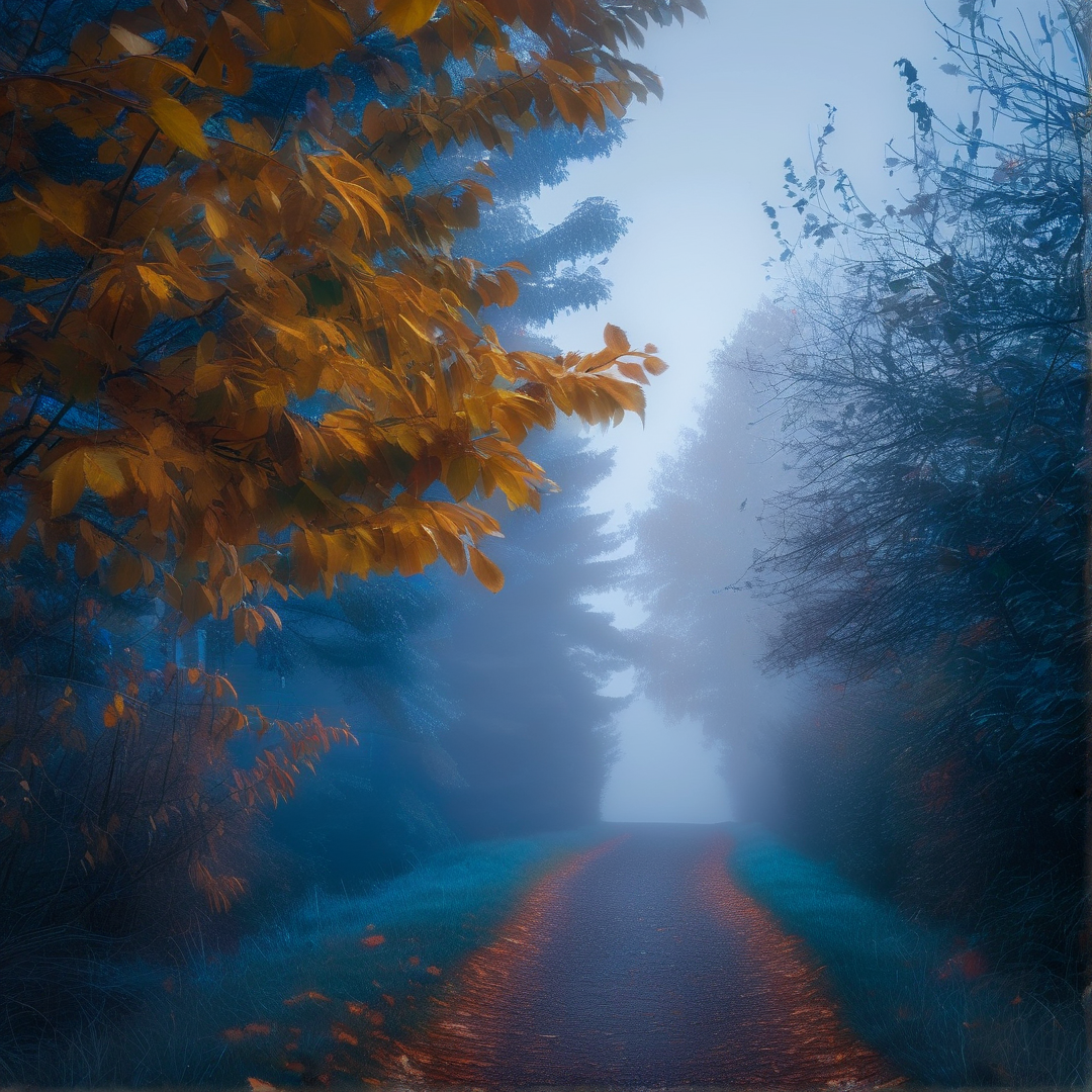 Misty Autumn Forest Path