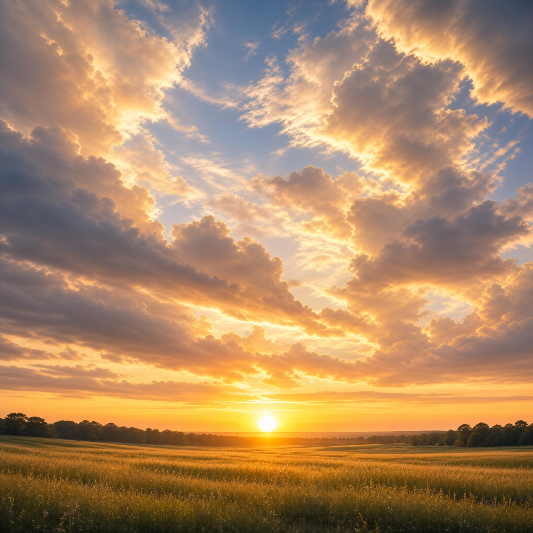Sunset Over Golden Field