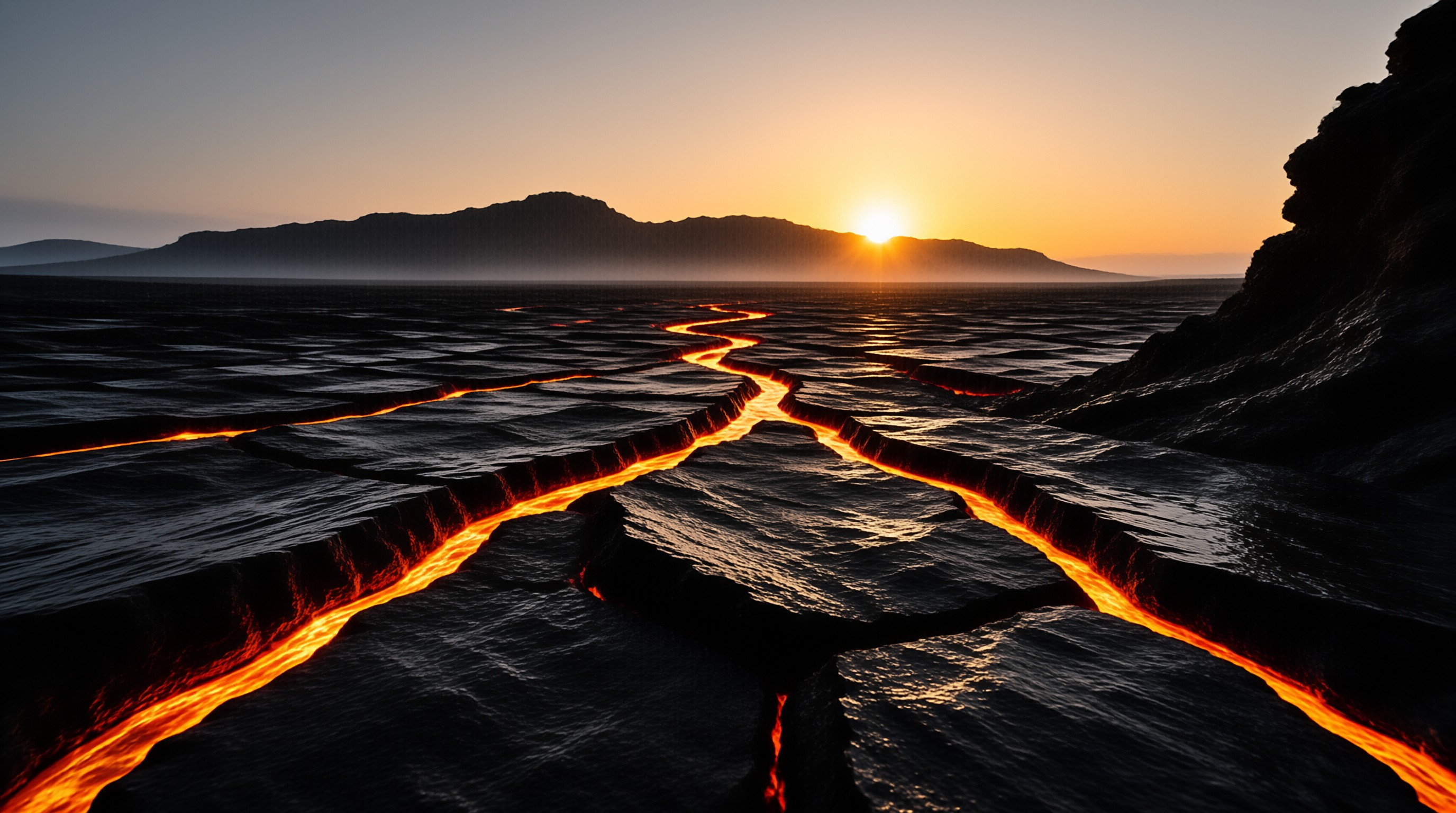 Lava Flow at Sunset