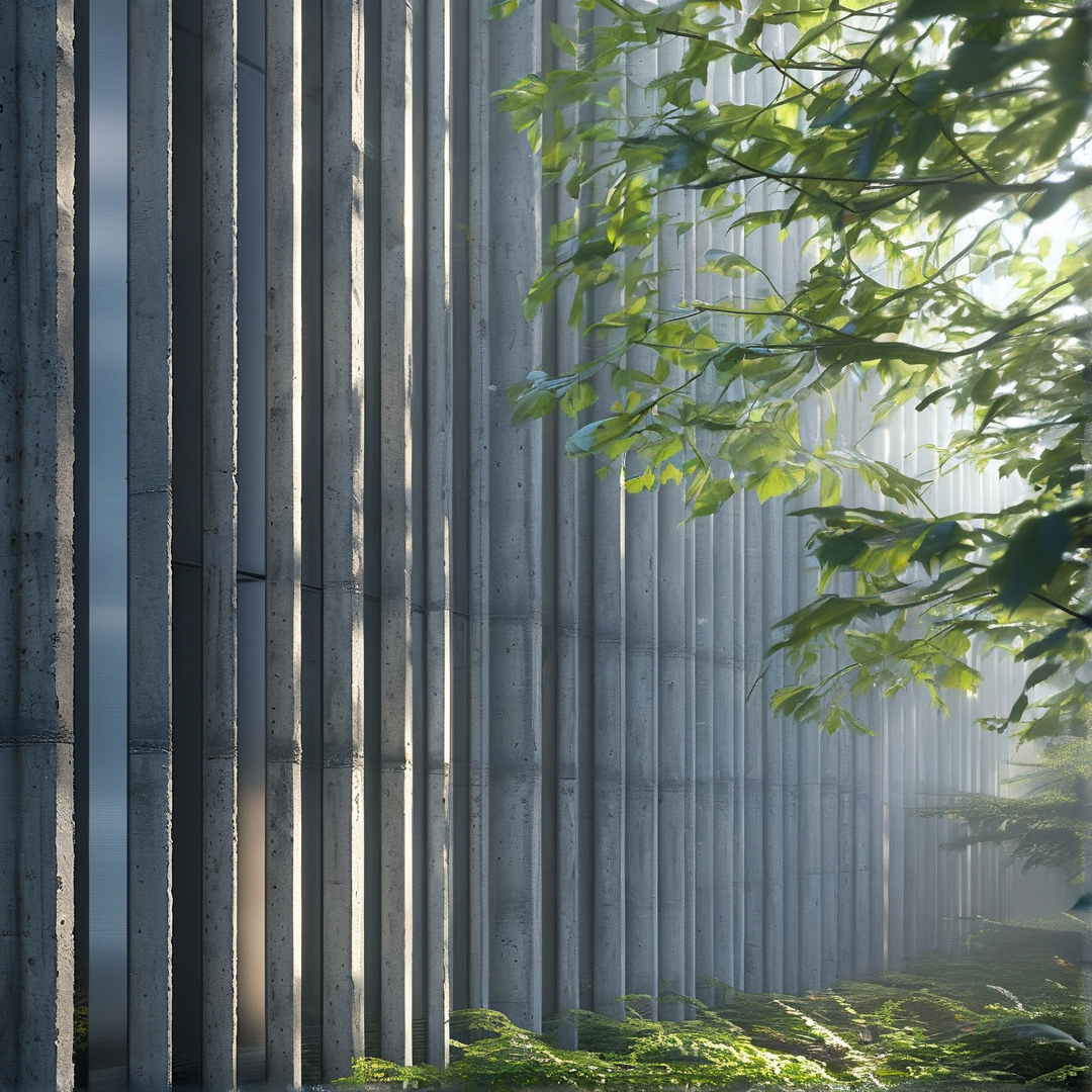 Sunlit Concrete Pillars
