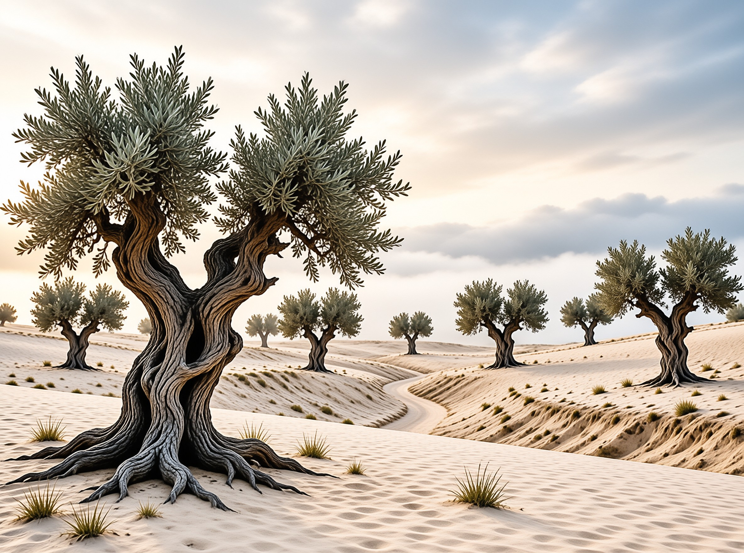 Gnarled Trees in Sands