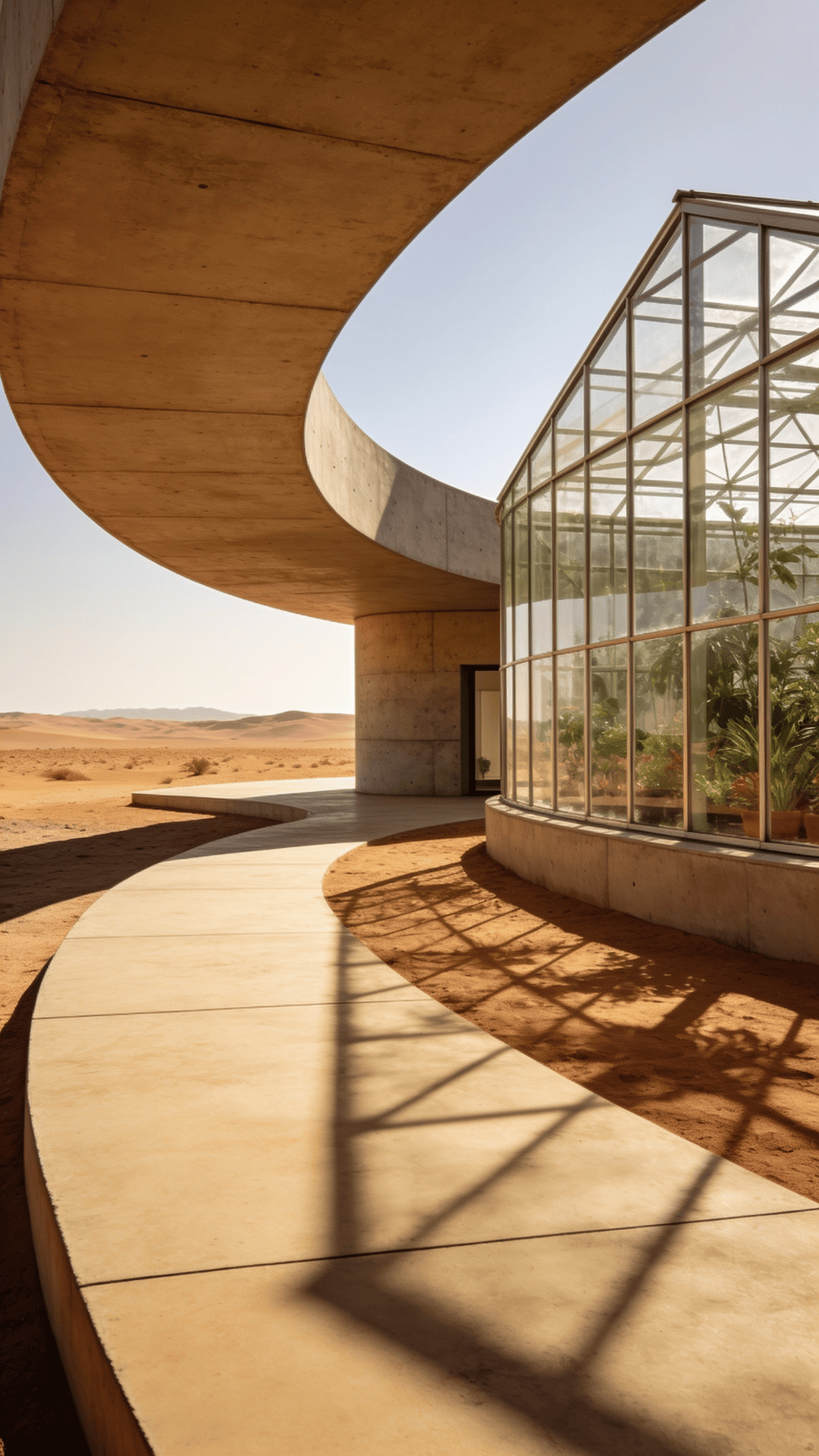 Greenhouse with Curved Concrete — Desert Plain