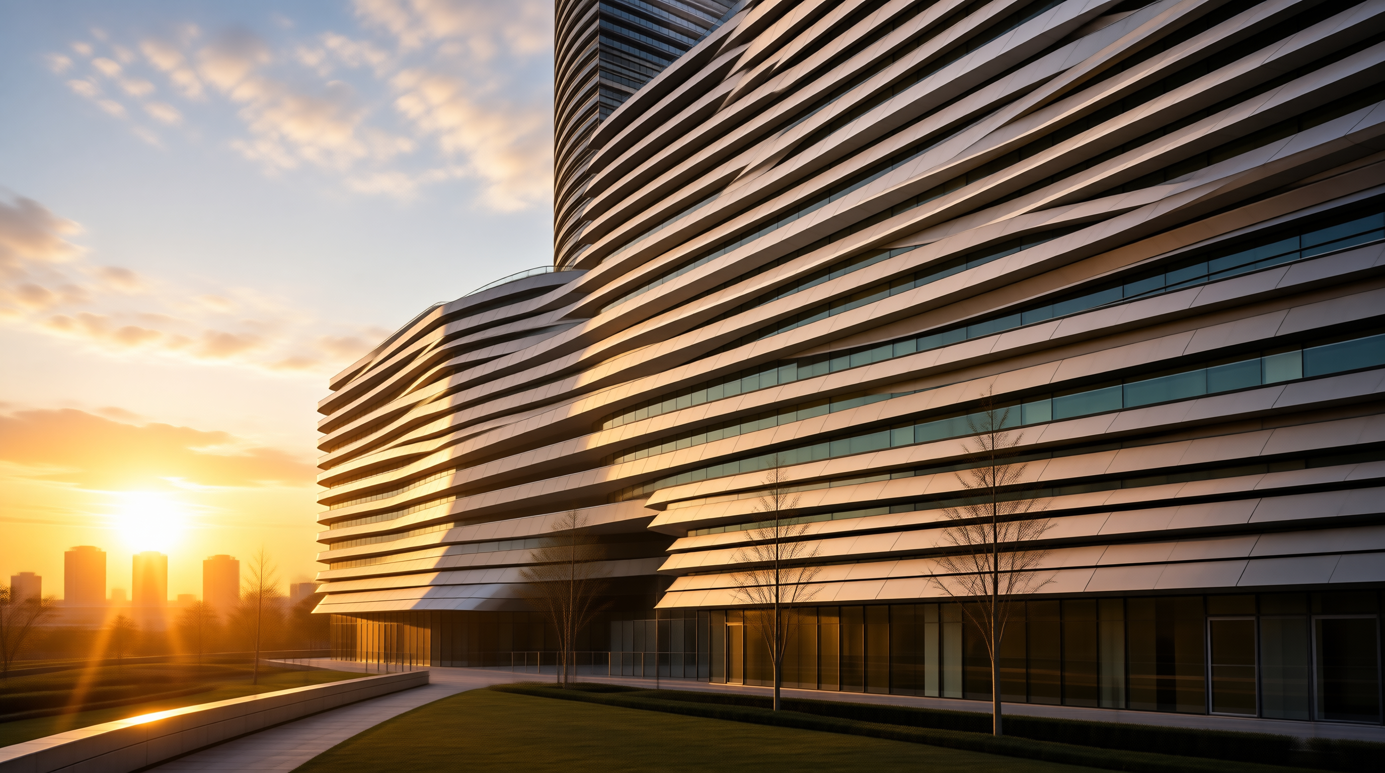 Modern Building at Sunset